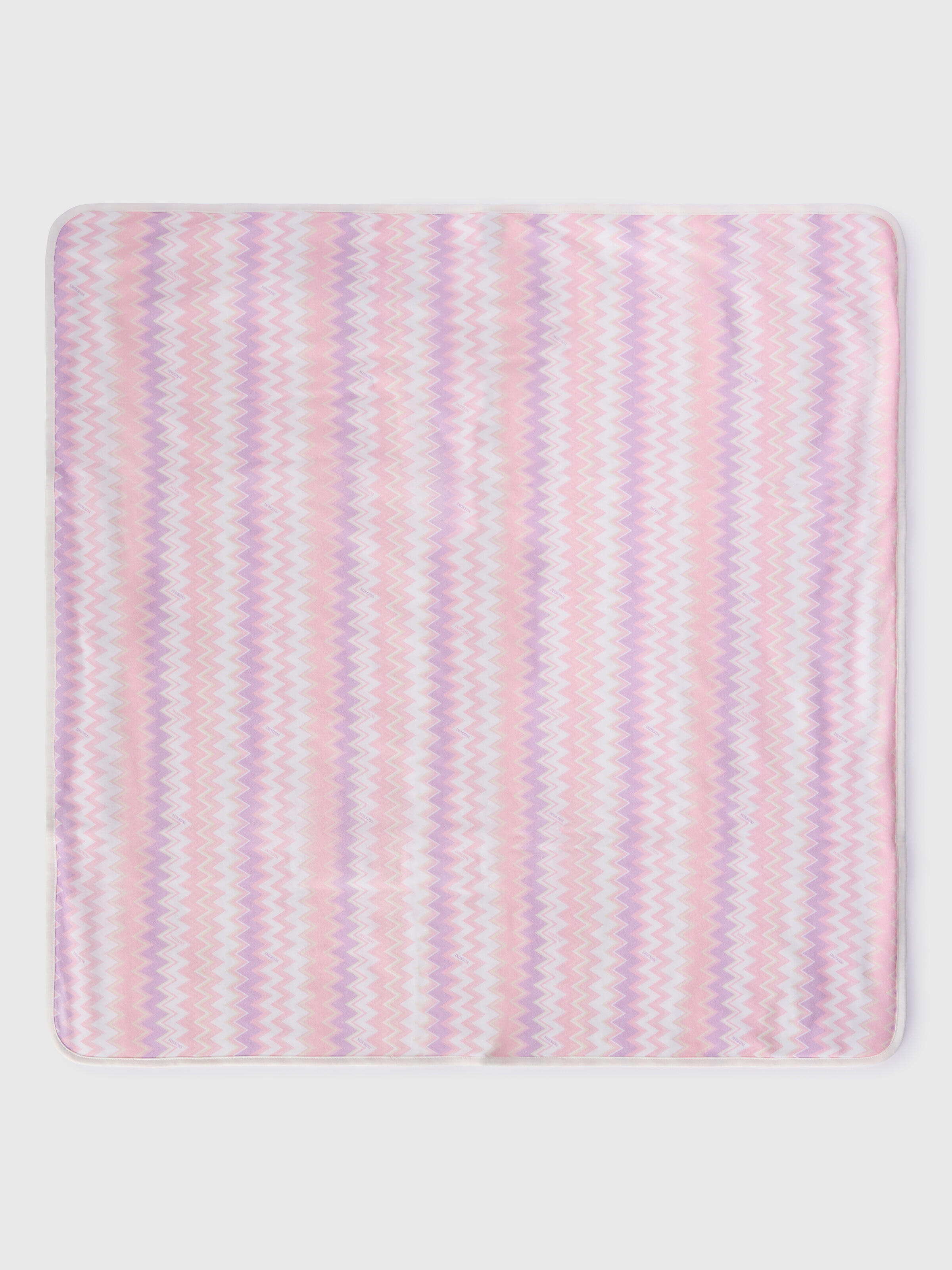 Couverture en pur coton, Blanc & Rose - 0