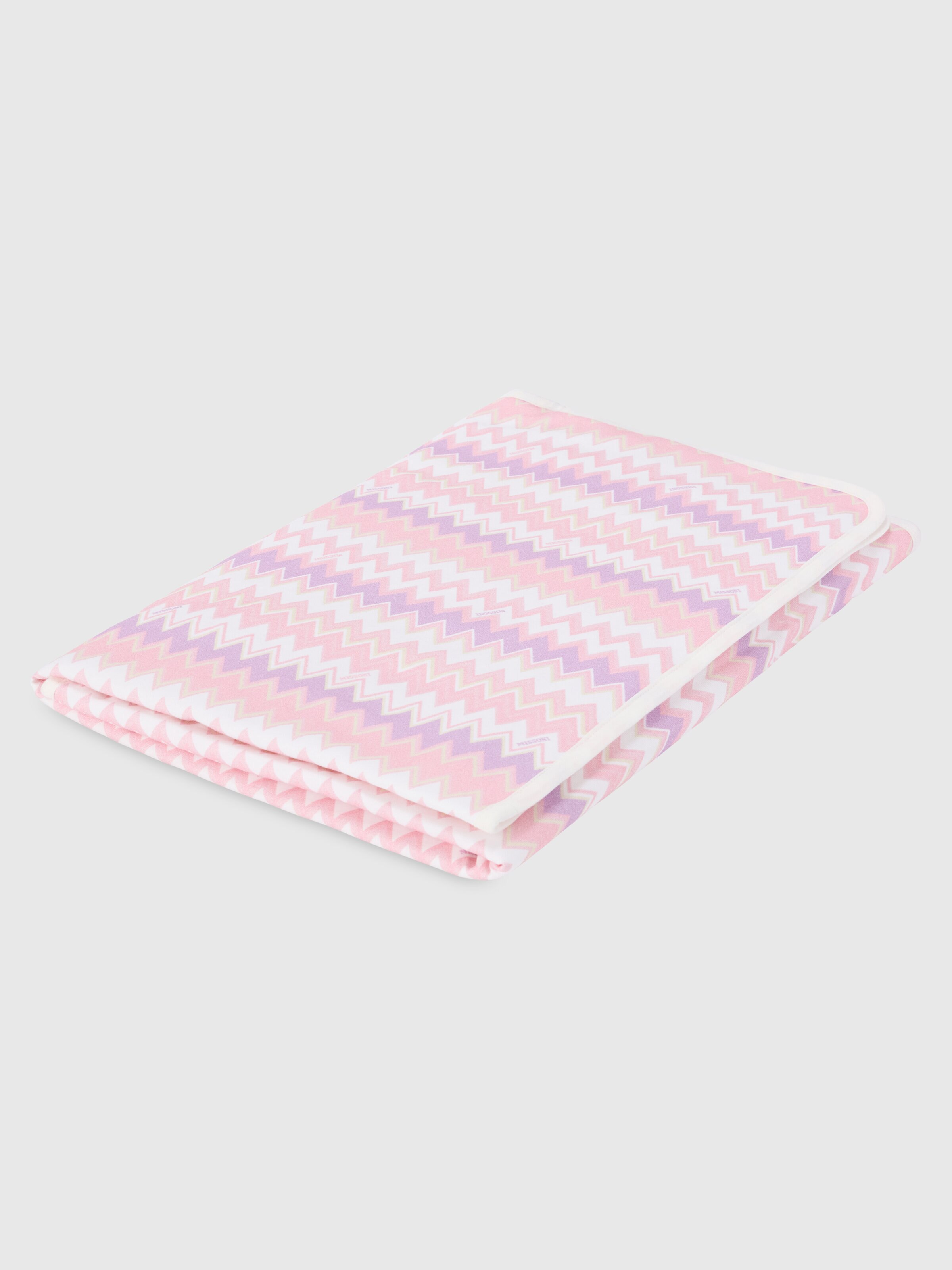Couverture en pur coton, Blanc & Rose - 2