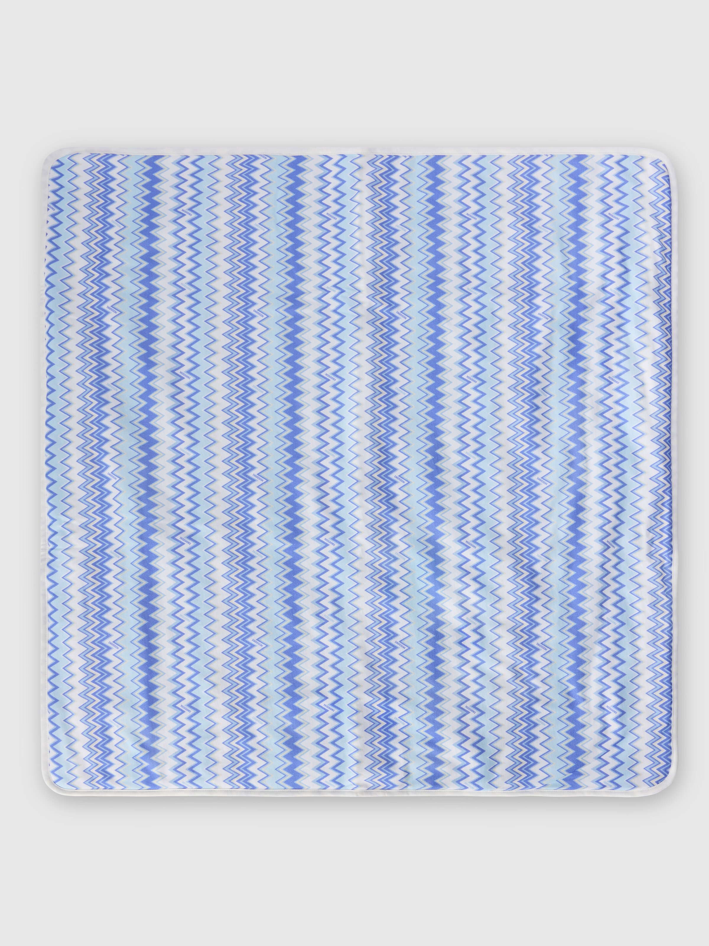 Blanket in 100% cotton, White & Blue - 0