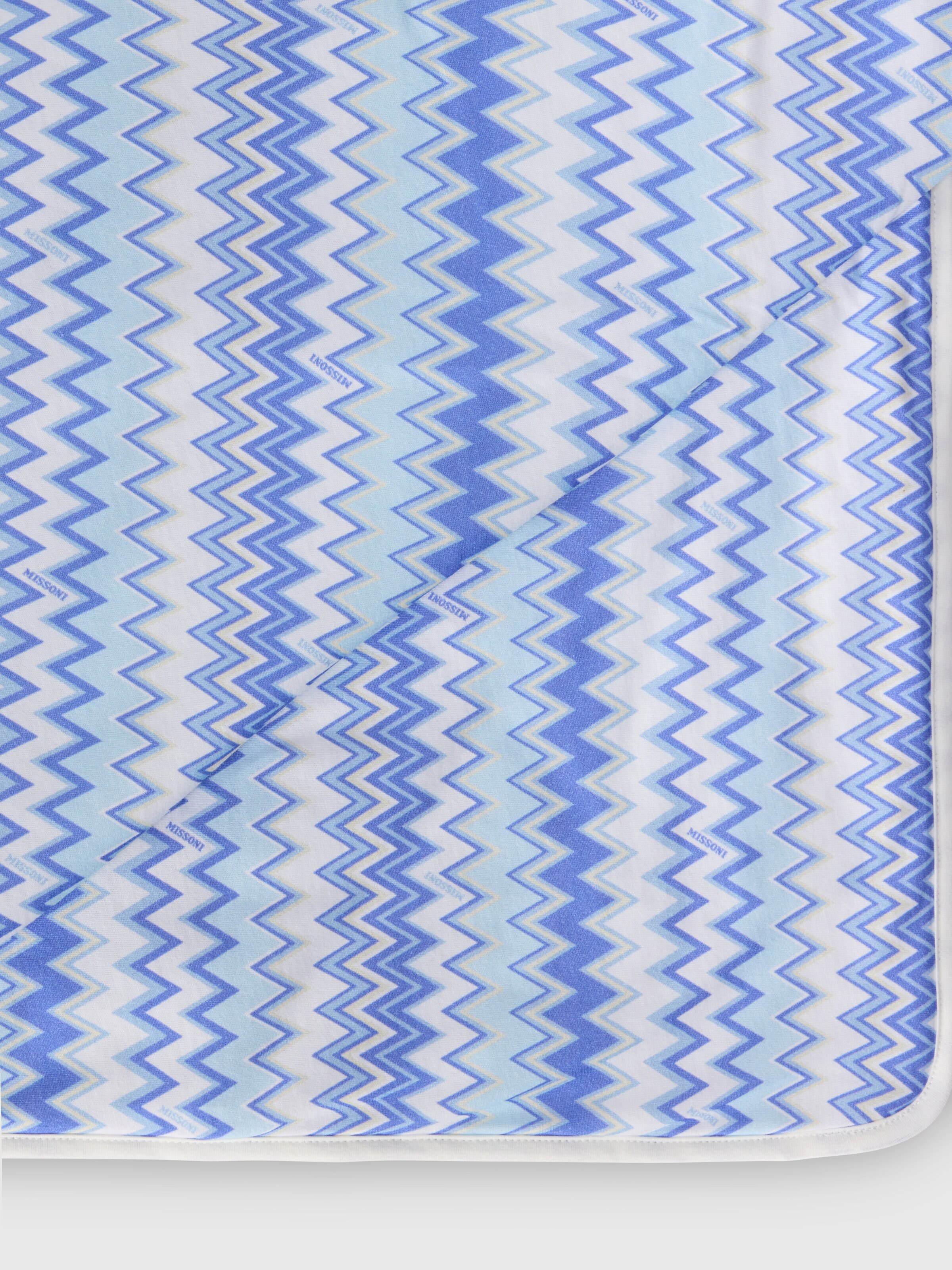 Blanket in 100% cotton, White & Blue - 1