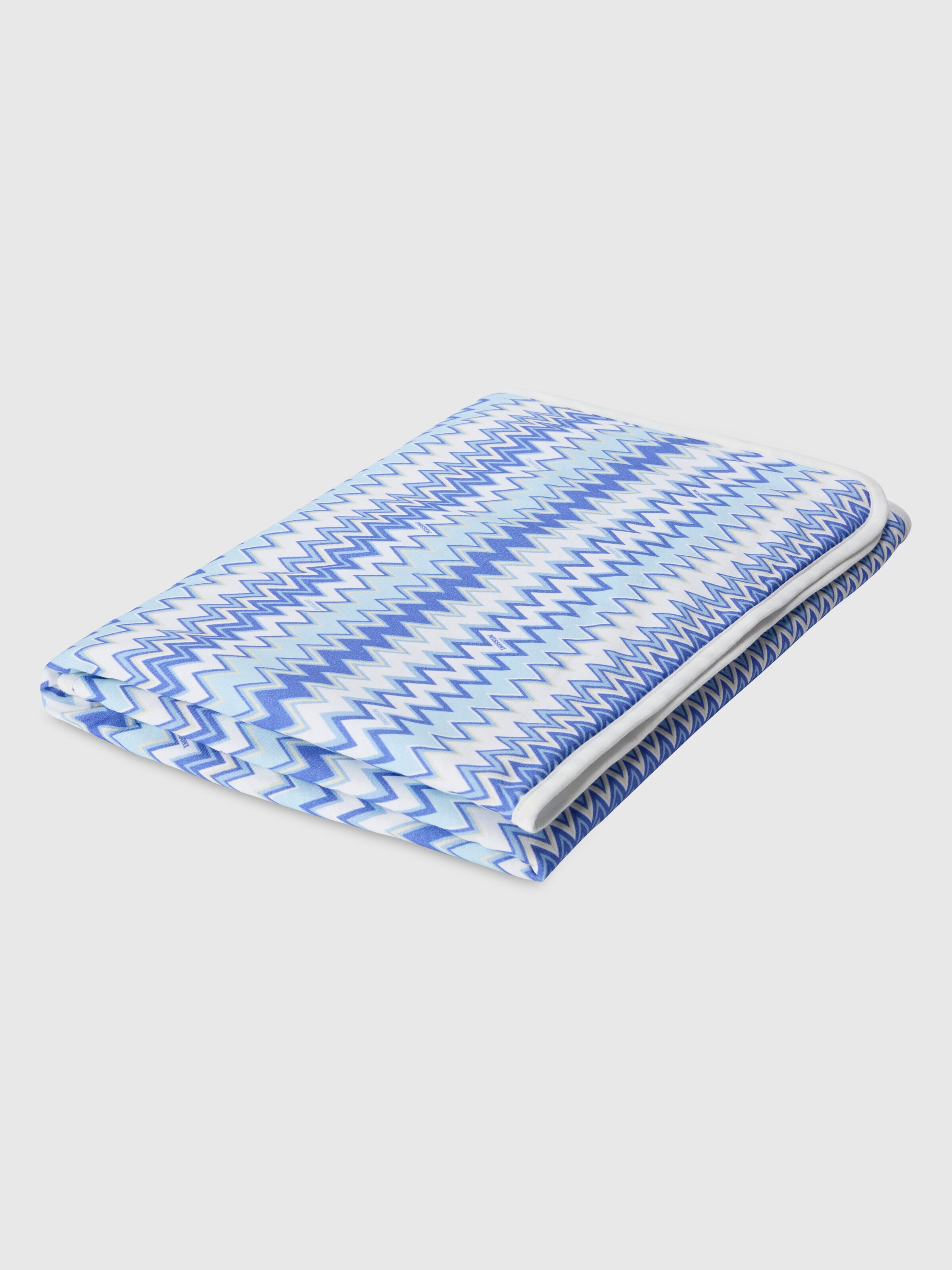 Blanket in 100% cotton, White & Blue - 2