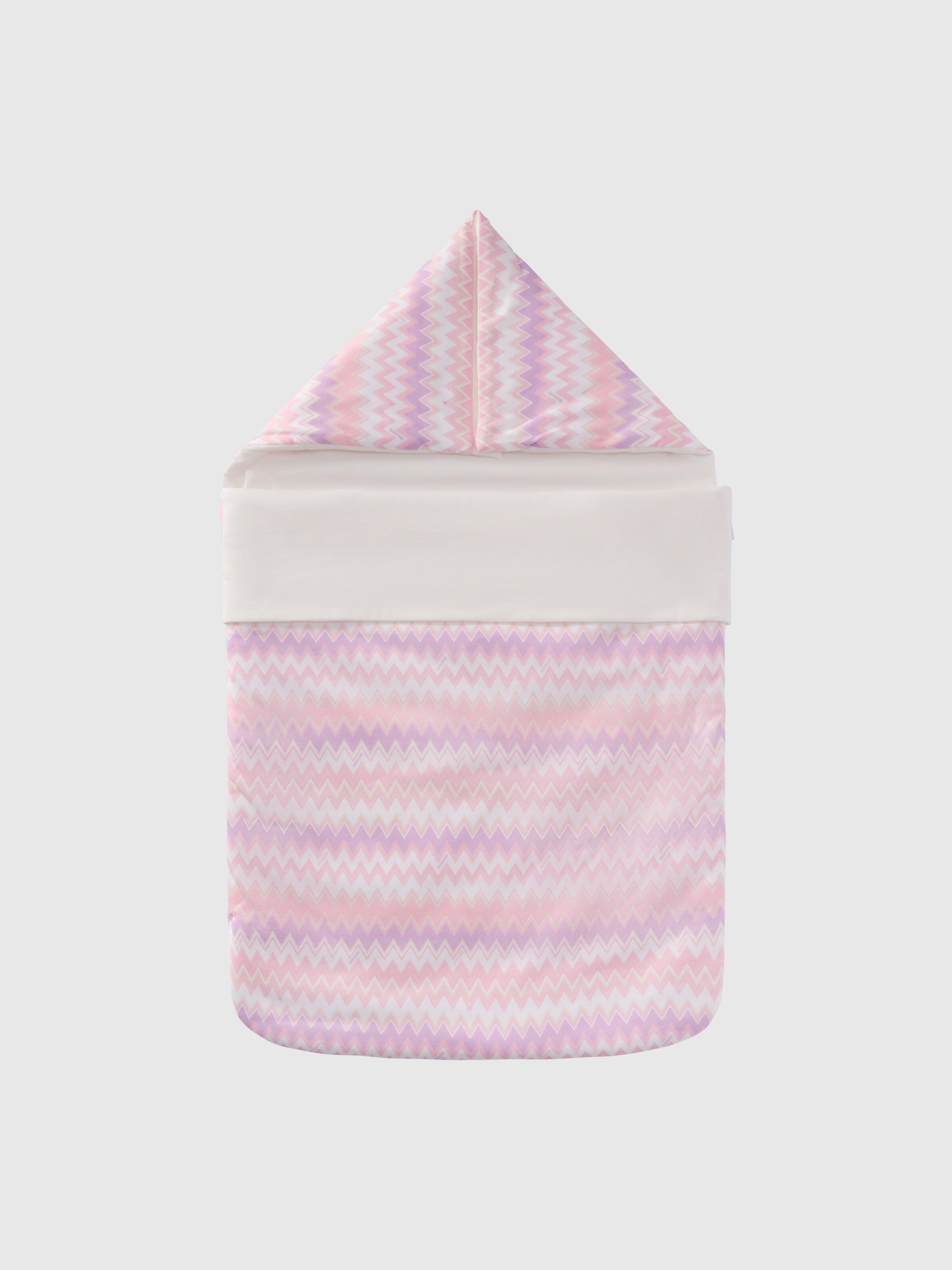 Blanket in pure cotton, White & Pink  - 0