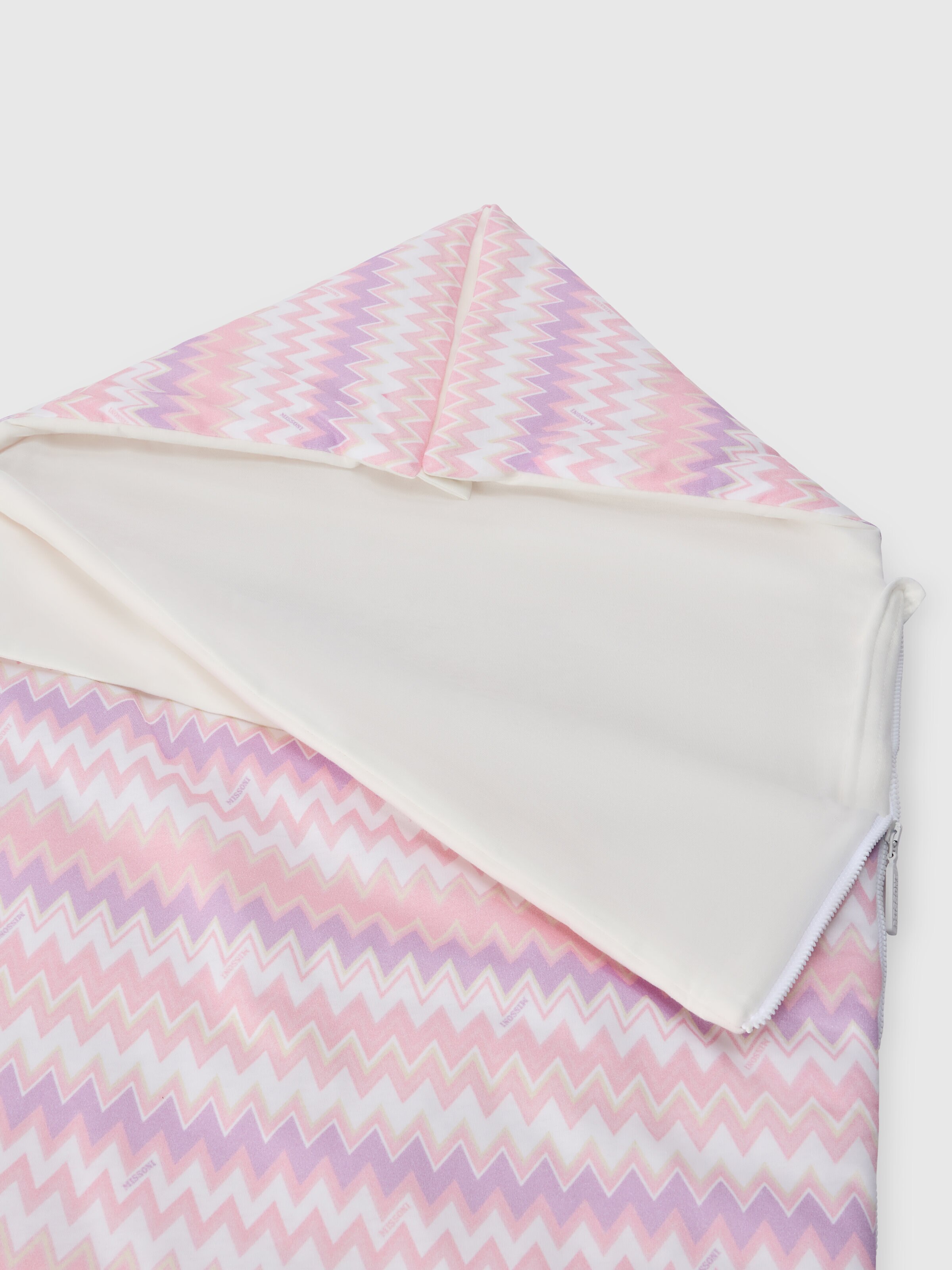 Blanket in pure cotton, White & Pink  - 3