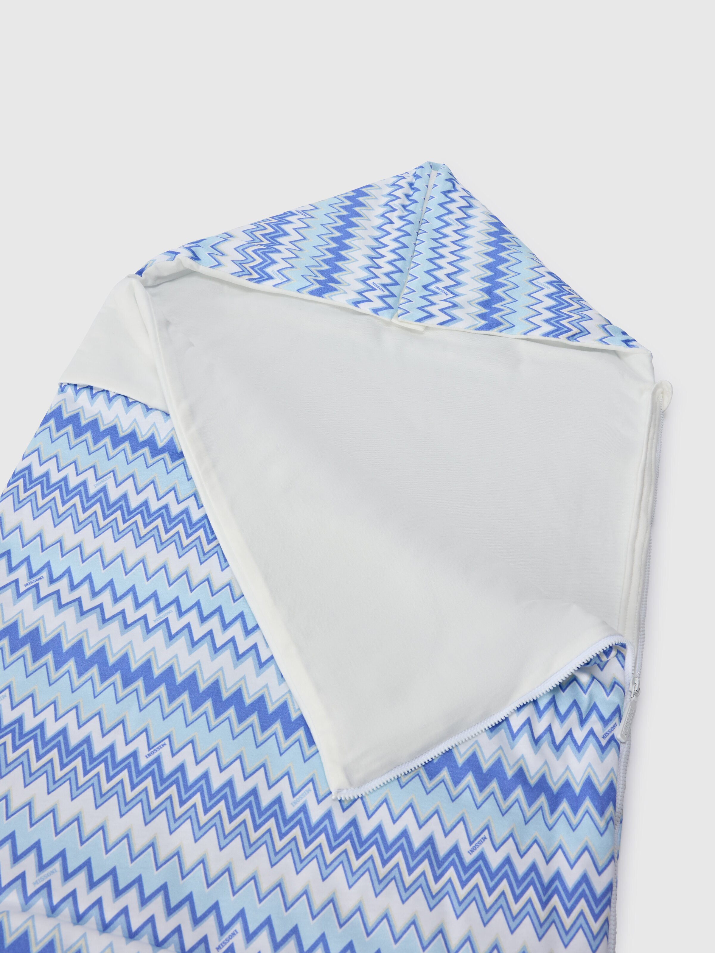 Blanket in 100% cotton, White & Blue - 2
