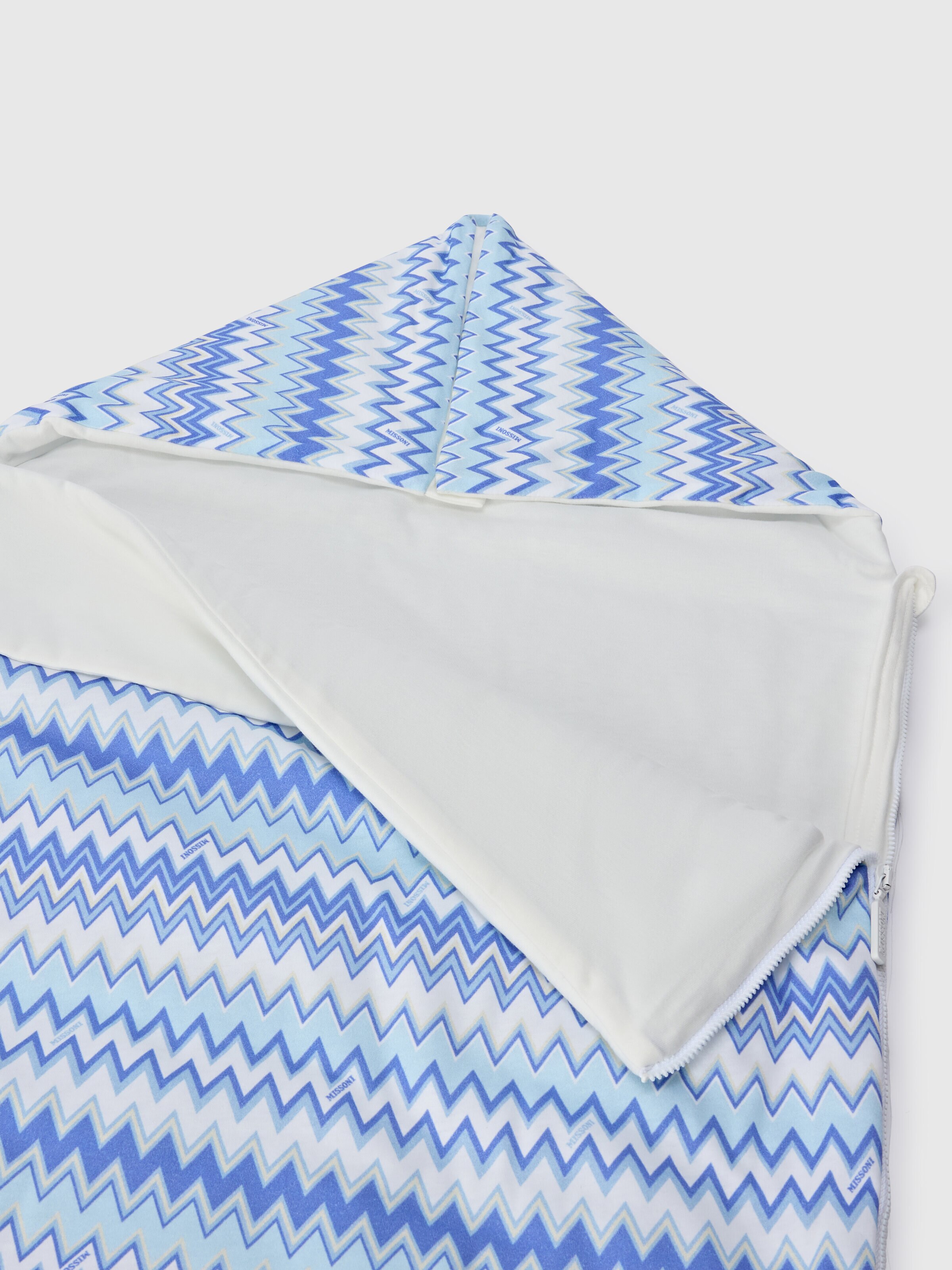 Blanket in 100% cotton, White & Blue - 3