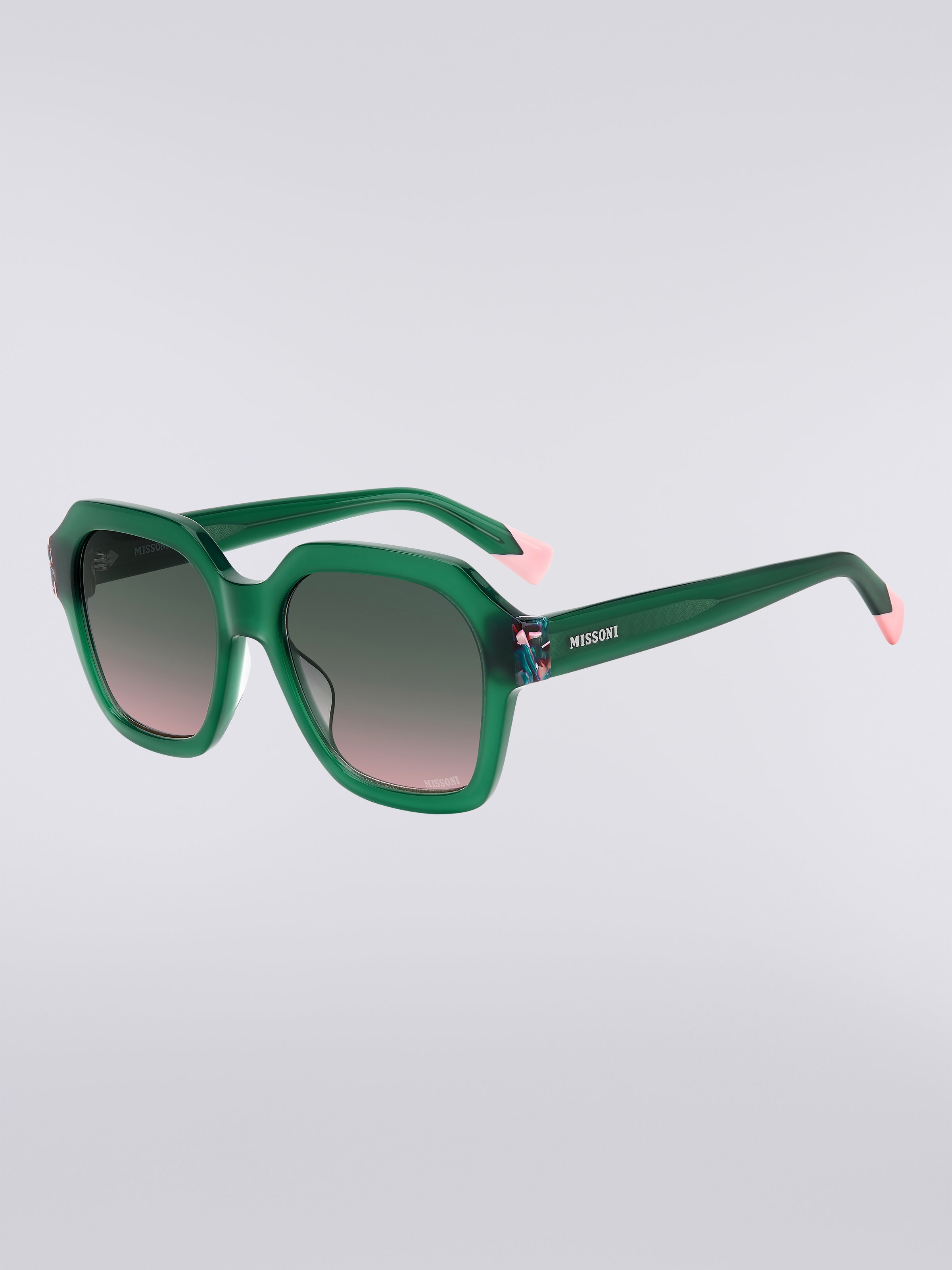 Missoni Seasonal Sonnenbrille aus Acetat, Grün & Rosa - 1