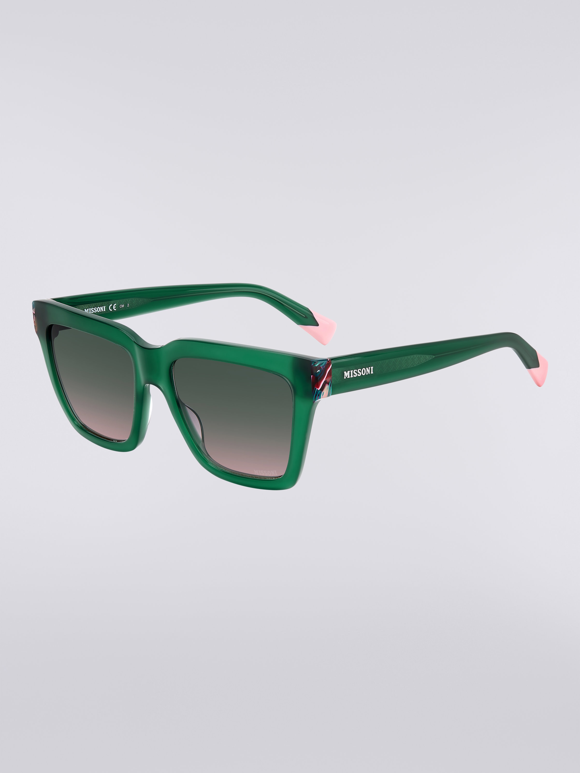 Lunettes de soleil Missoni Seasonal en acétate, Vert & Rose - 1