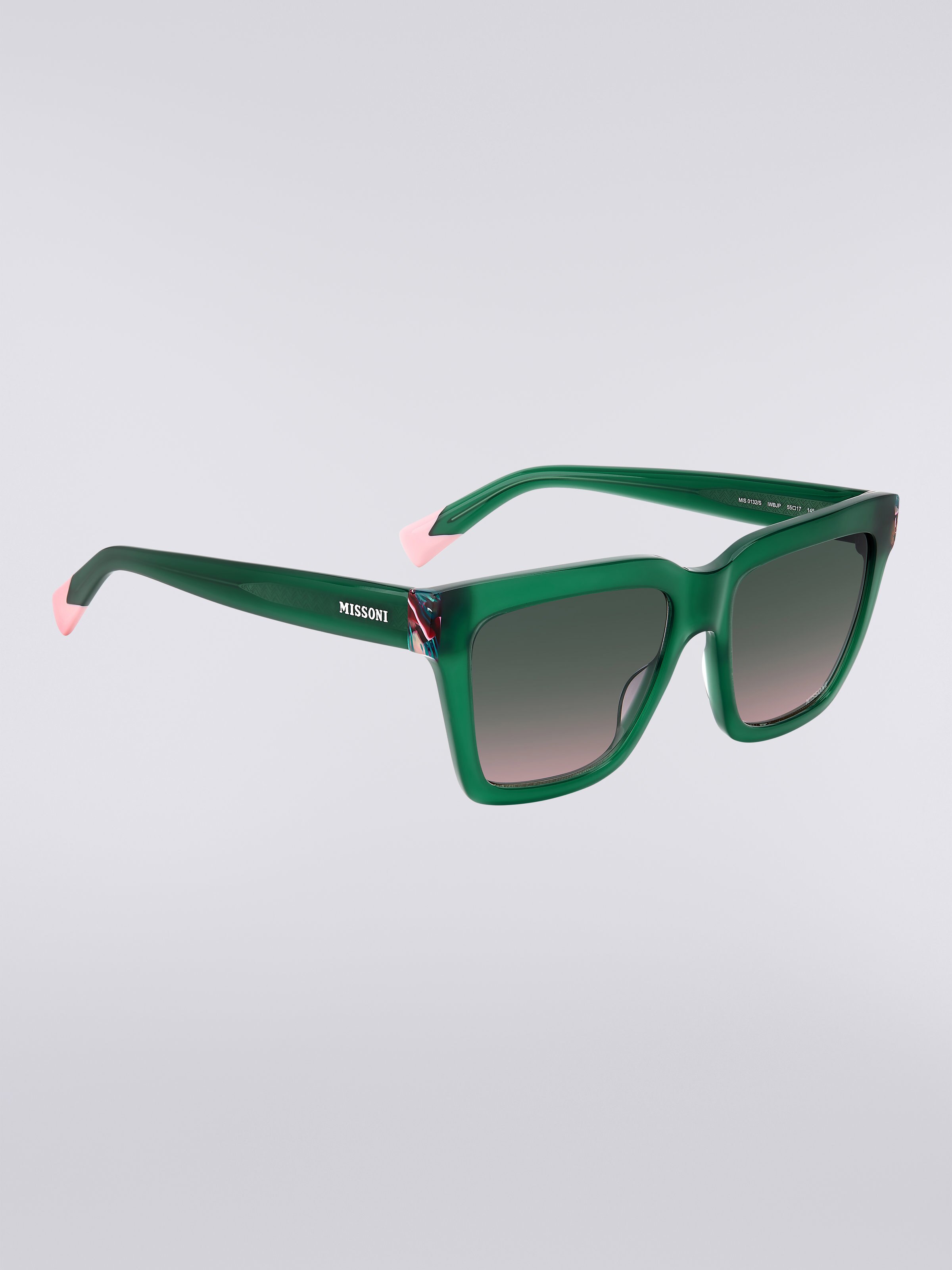 Lunettes de soleil Missoni Seasonal en acétate, Vert & Rose - 2