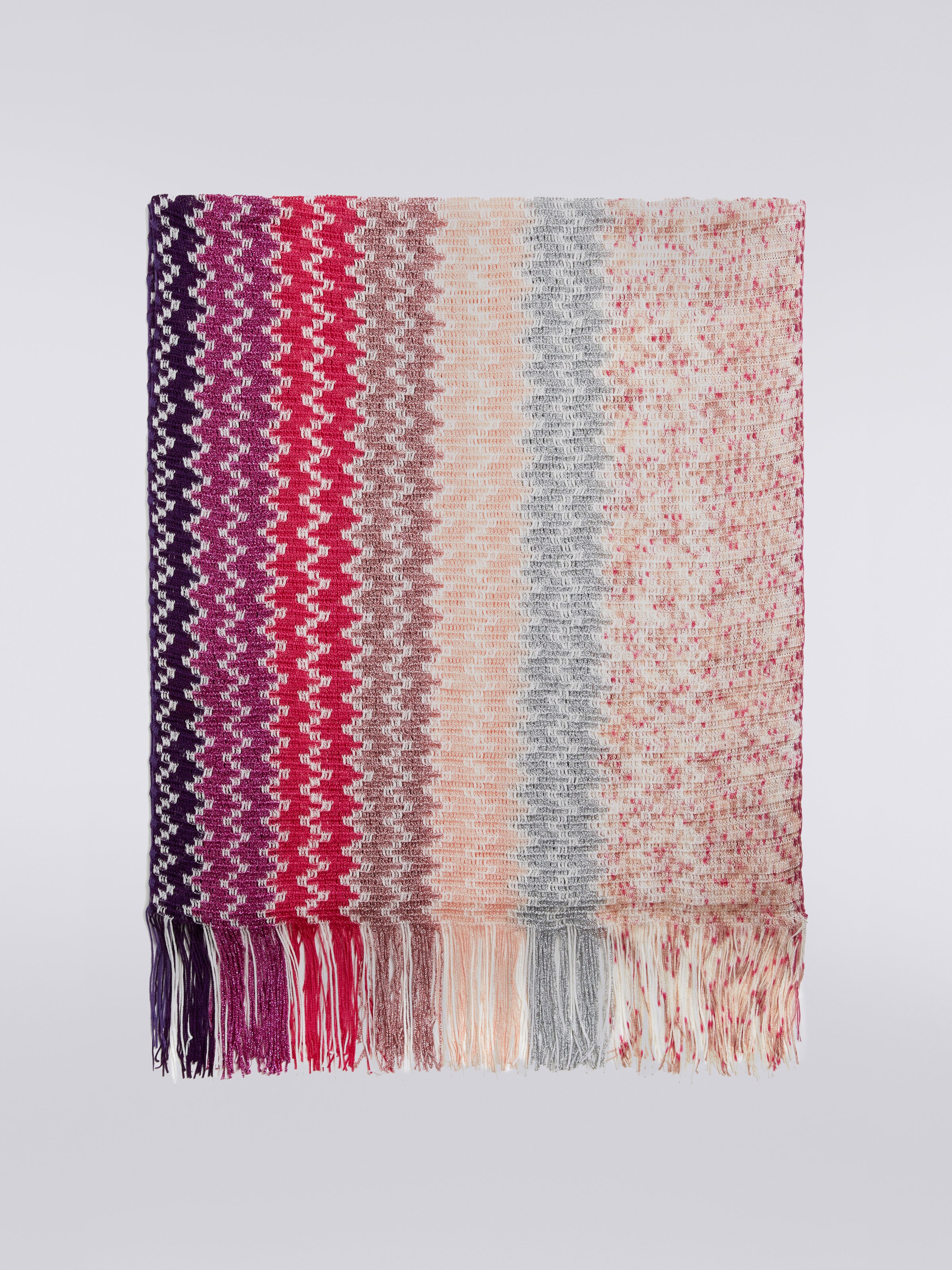 Multicoloured modal and lurex stole with fringes, Multicoloured  - 0