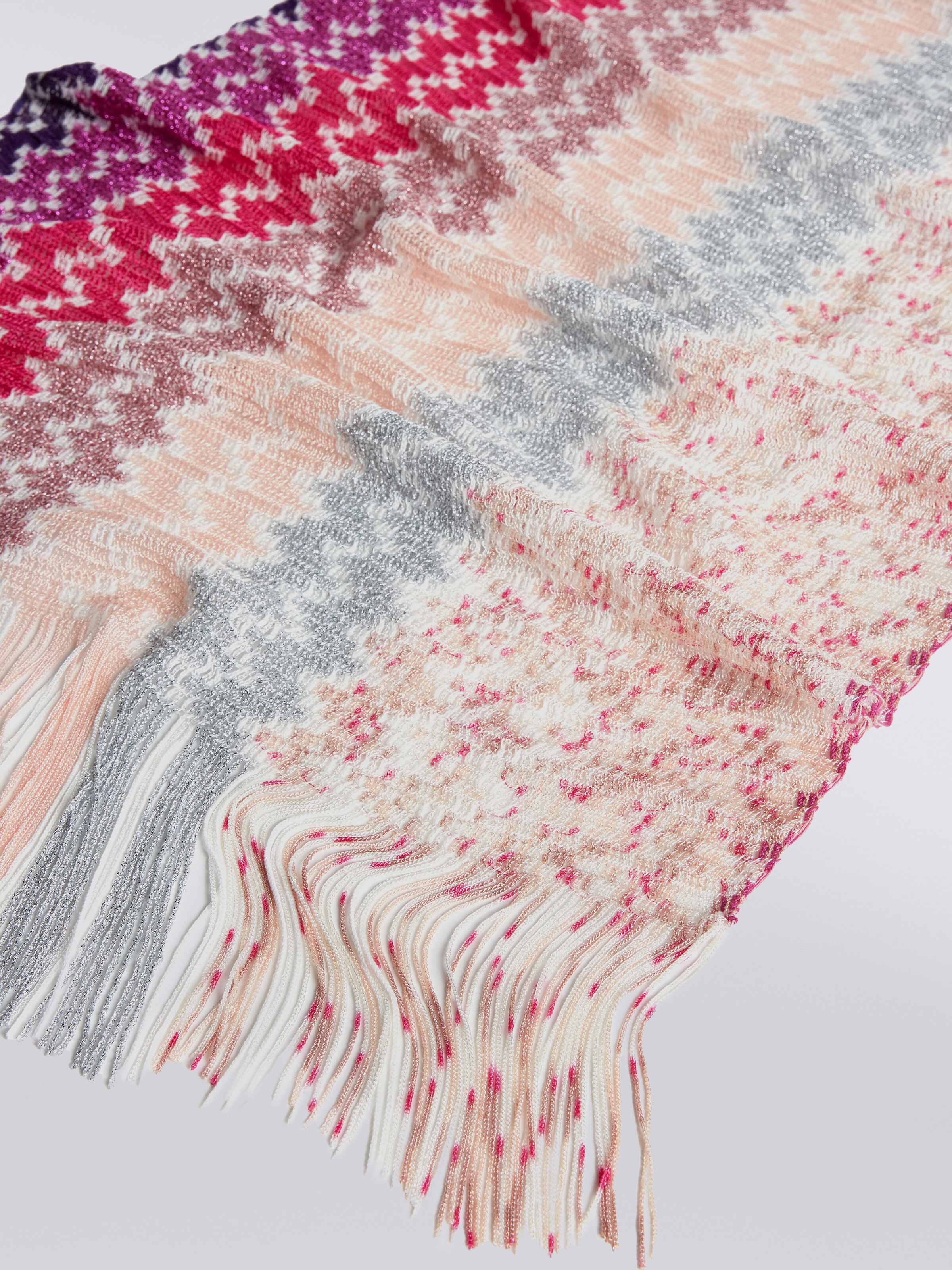 Multicoloured modal and lurex stole with fringes, Multicoloured  - 1