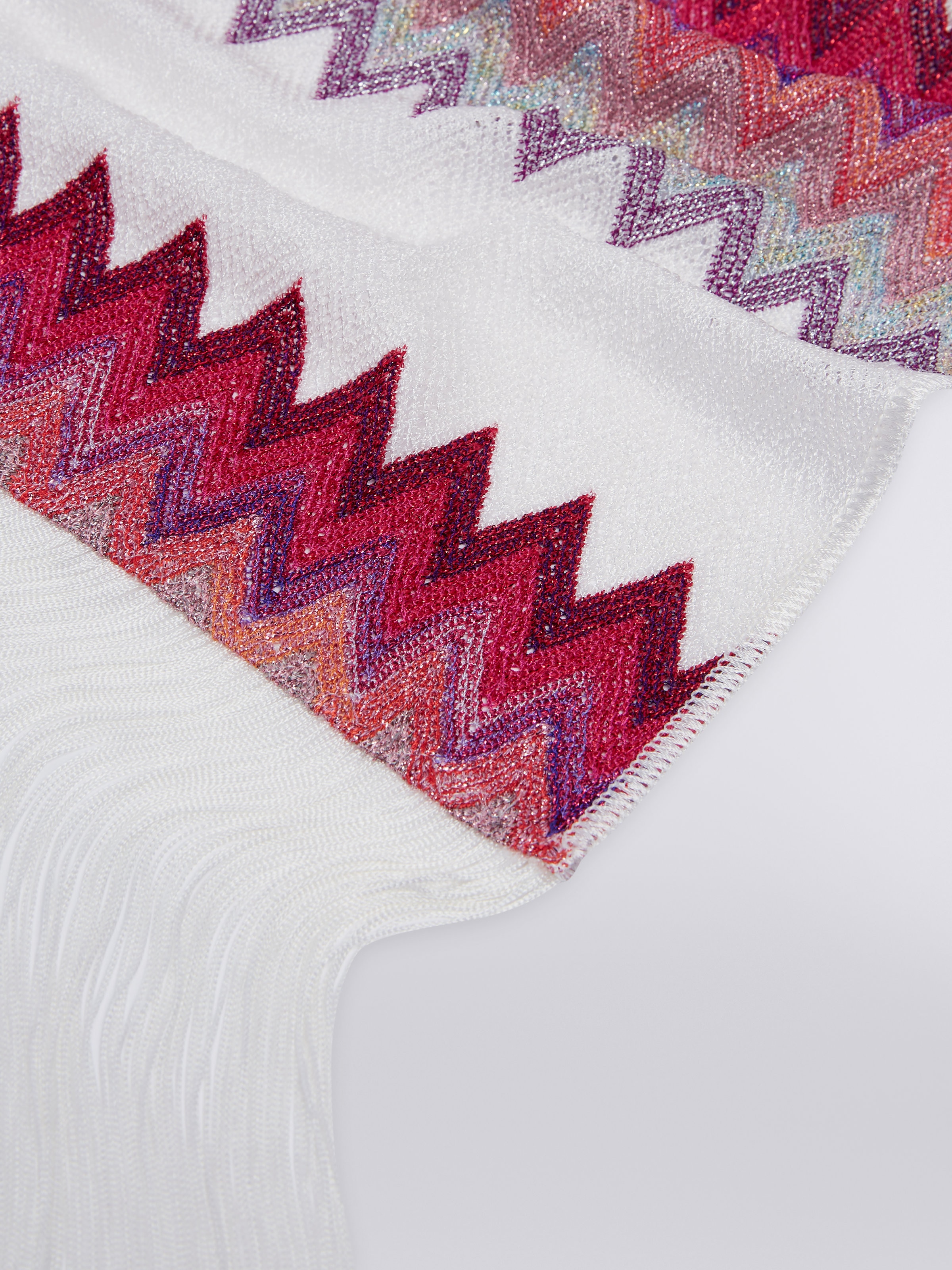 Chevron modal stole with lurex and fringes, Multicoloured  - 1