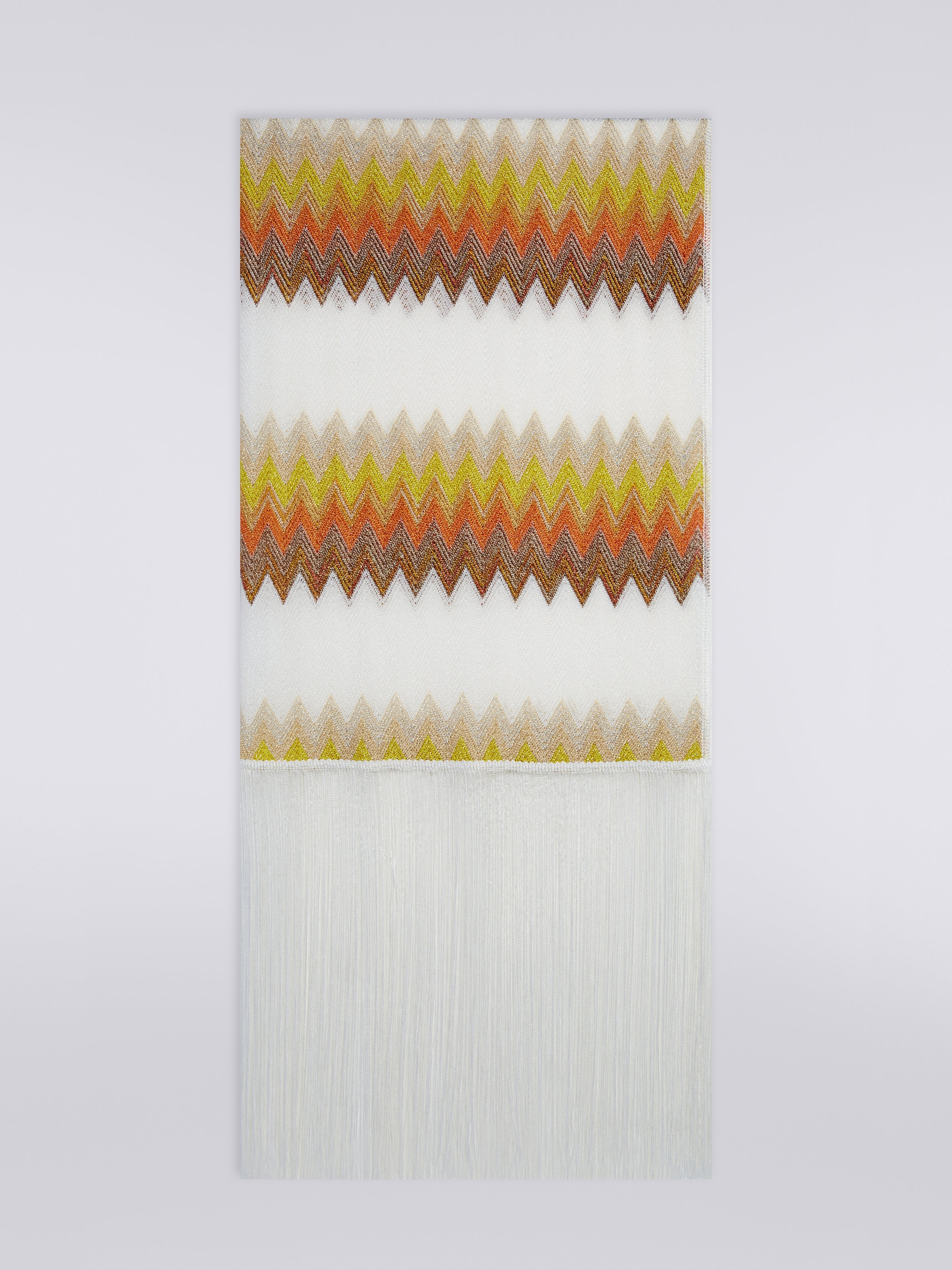 Chevron modal stole with lurex and fringes, Multicoloured  - 0