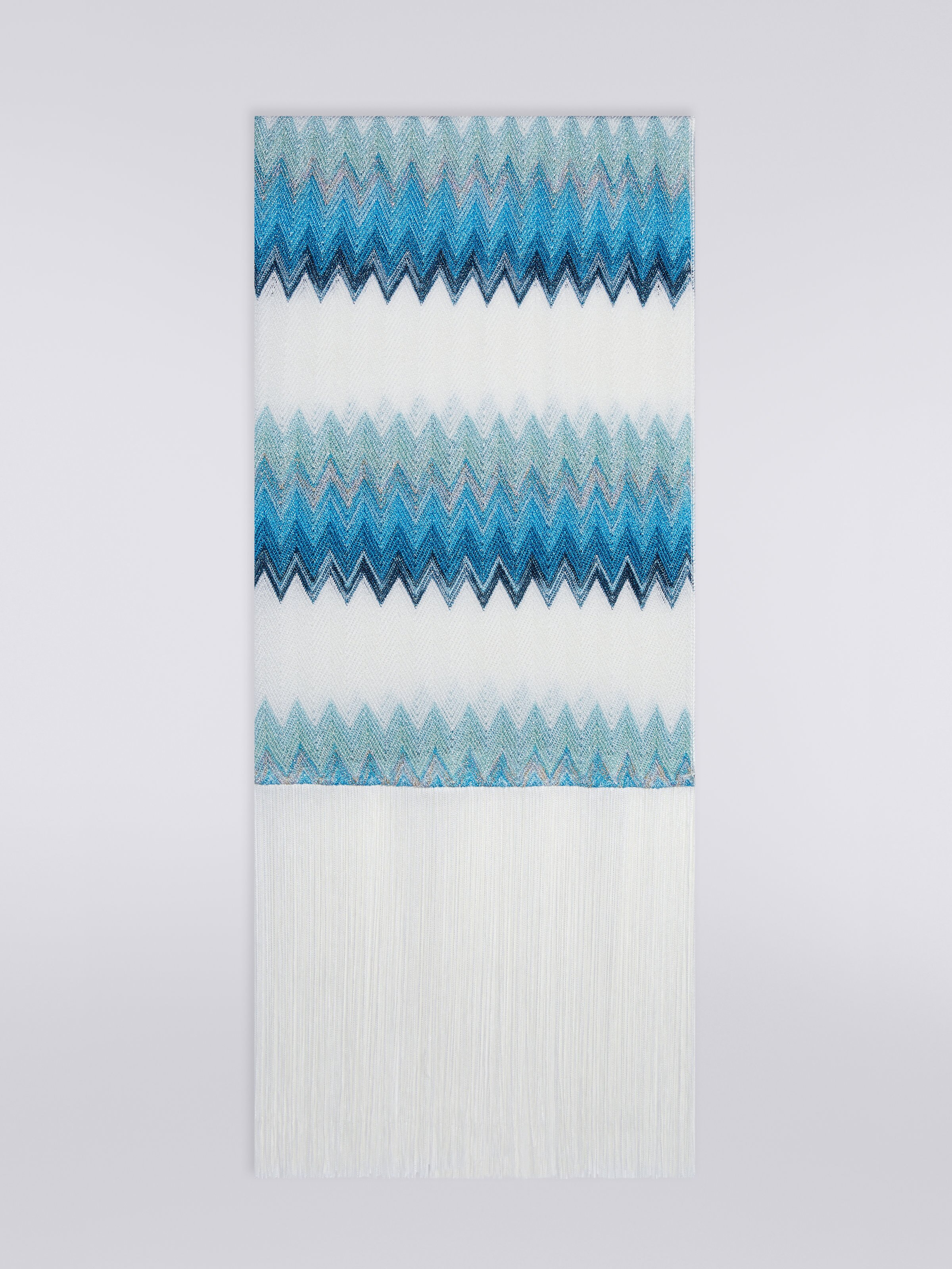 Chevron modal stole with lurex and fringes, Multicoloured  - 0