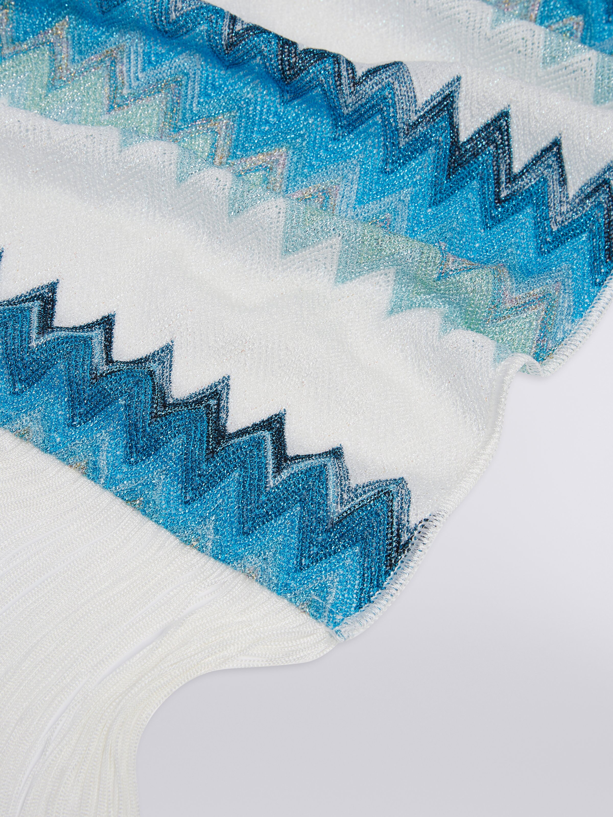 Chevron modal stole with lurex and fringes, Multicoloured  - 1