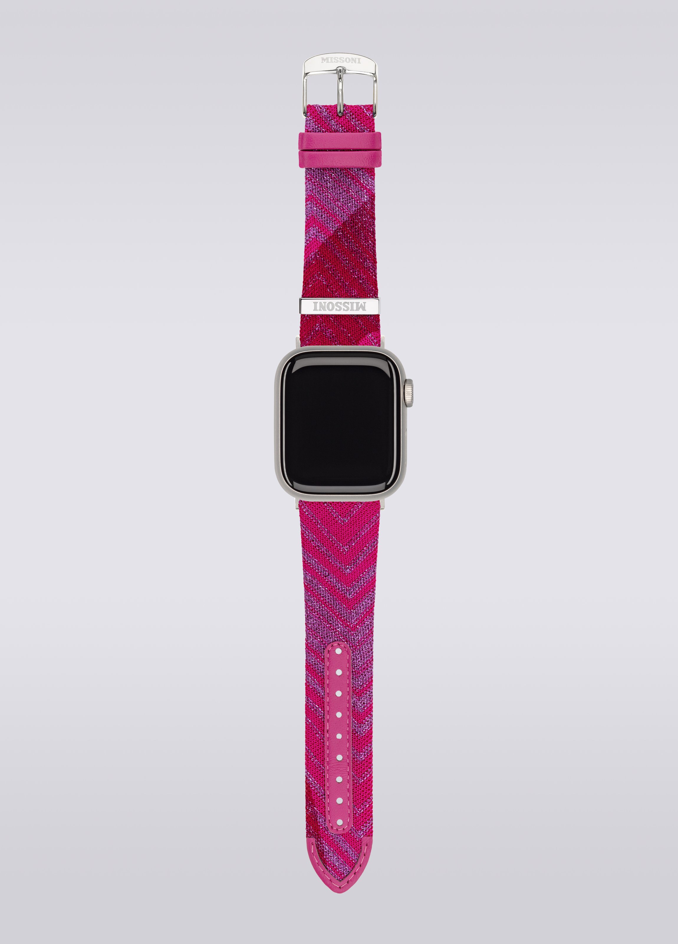 Missoni Fabric 22 mm Apple watch compatible strap, Pink   - 3
