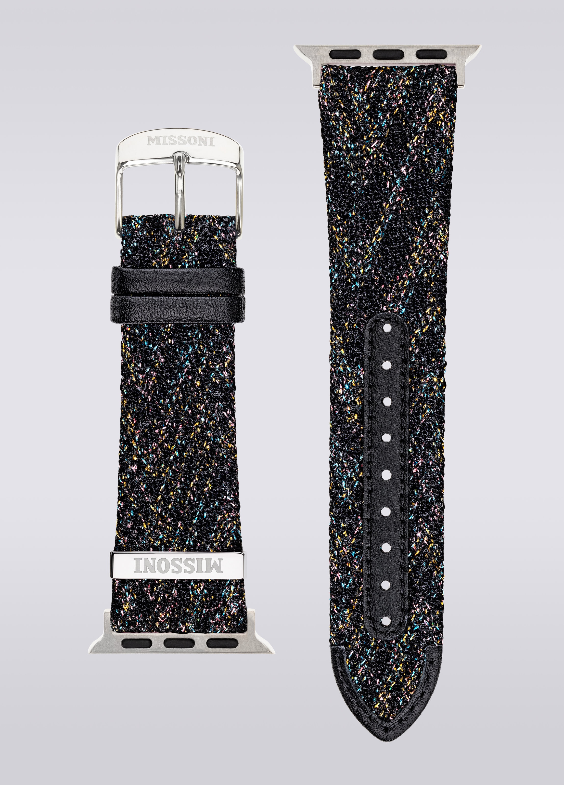 Missoni Fabric 22 mm bracelet compatible Apple Watch, Noir    - 0