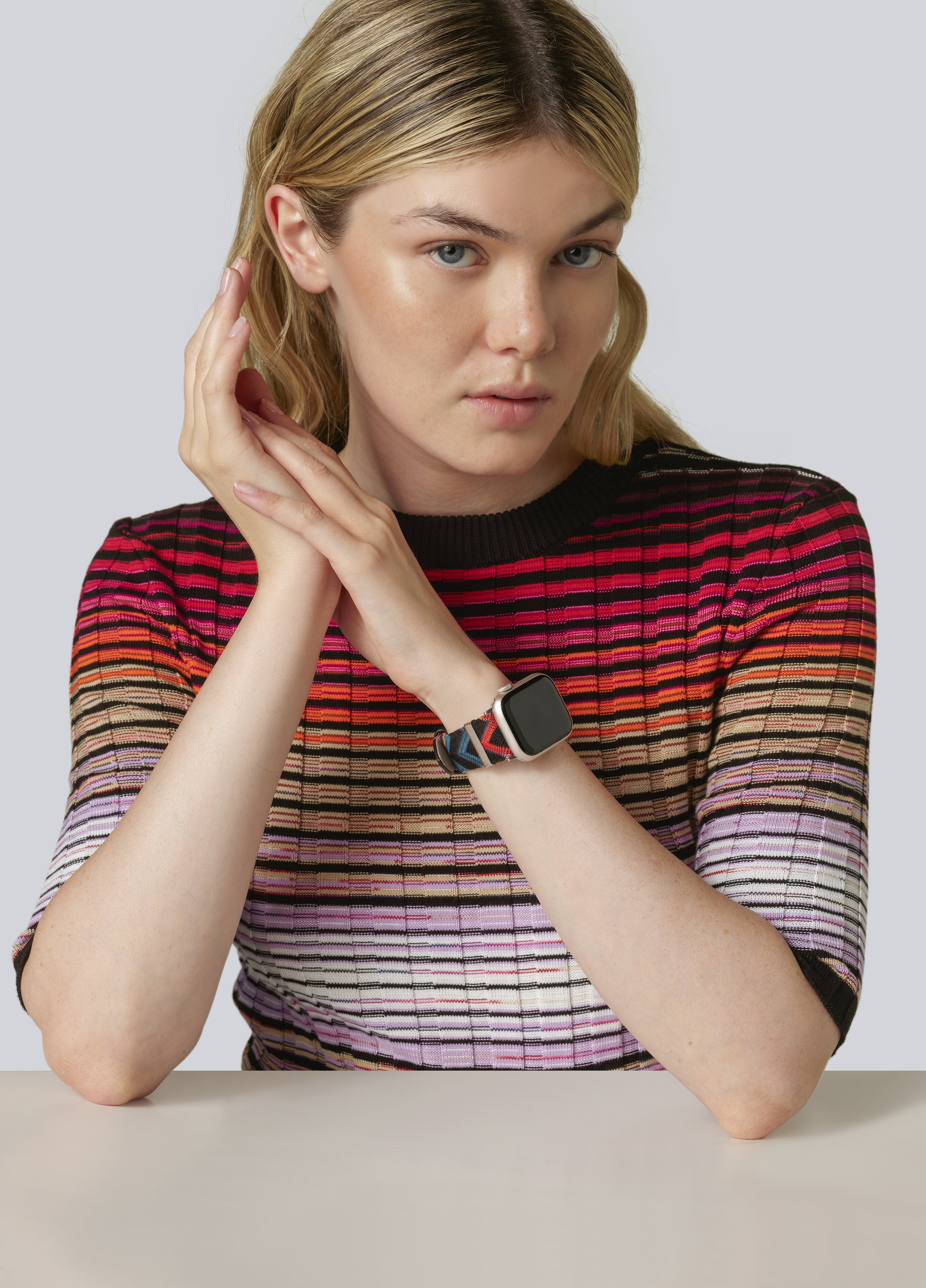 Missoni Fabric 24 mm Apple watch compatible strap, Multicoloured  - 1