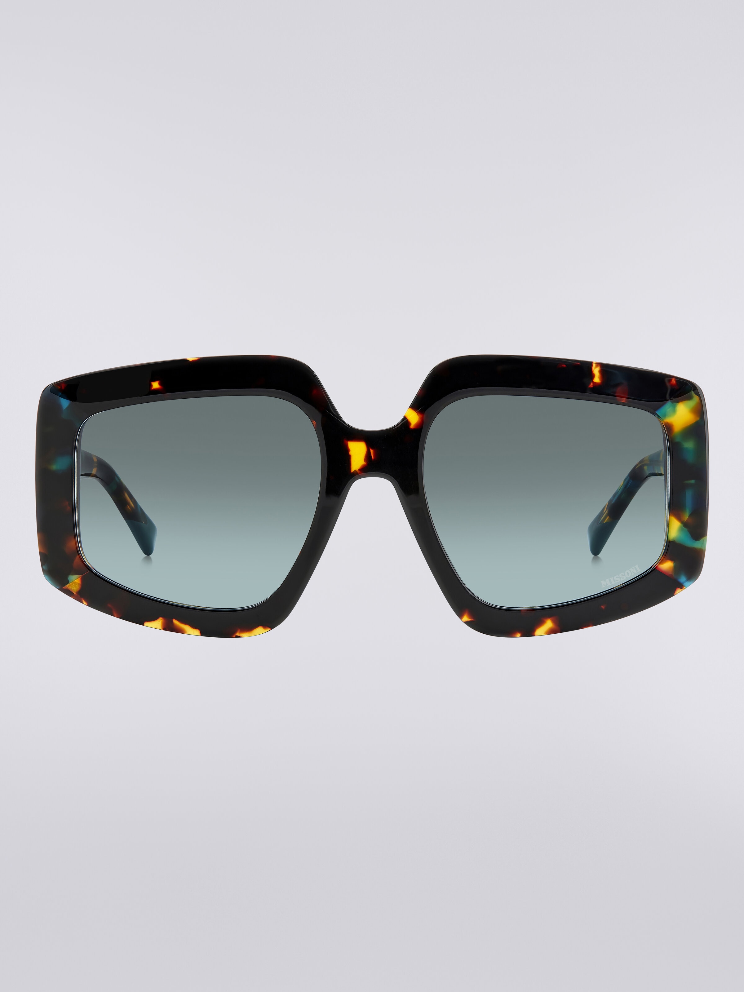 Squared sunglasses with triangle shaped metal trim , Multicoloured  - 0