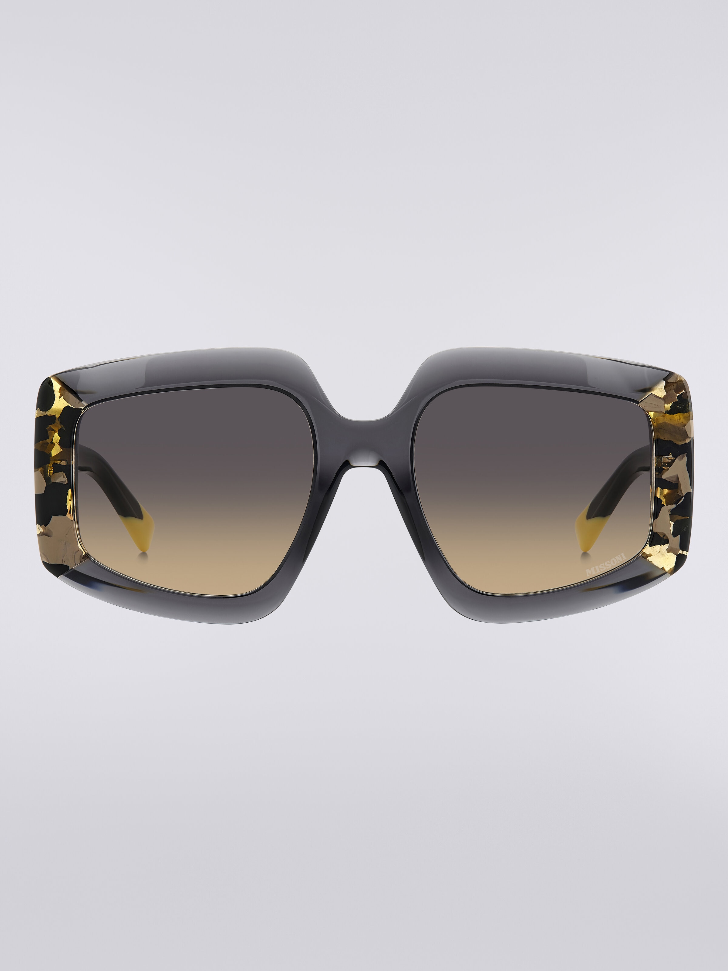Kantige Sonnenbrille mit Metallausführungen, Mehrfarbig  - 0