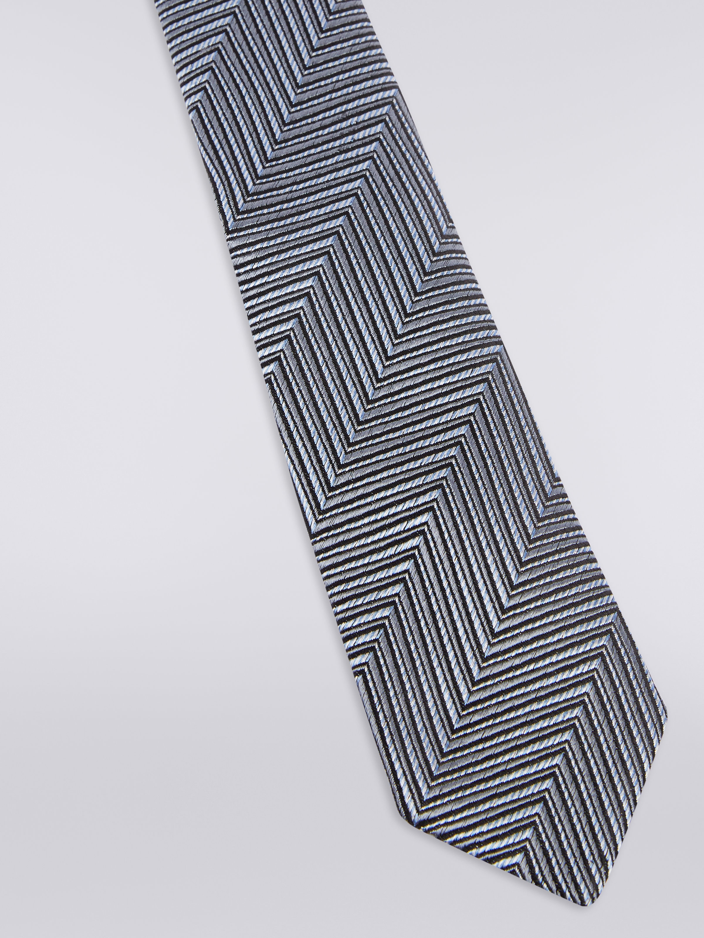Silk tonal chevron tie, Multicoloured  - 1