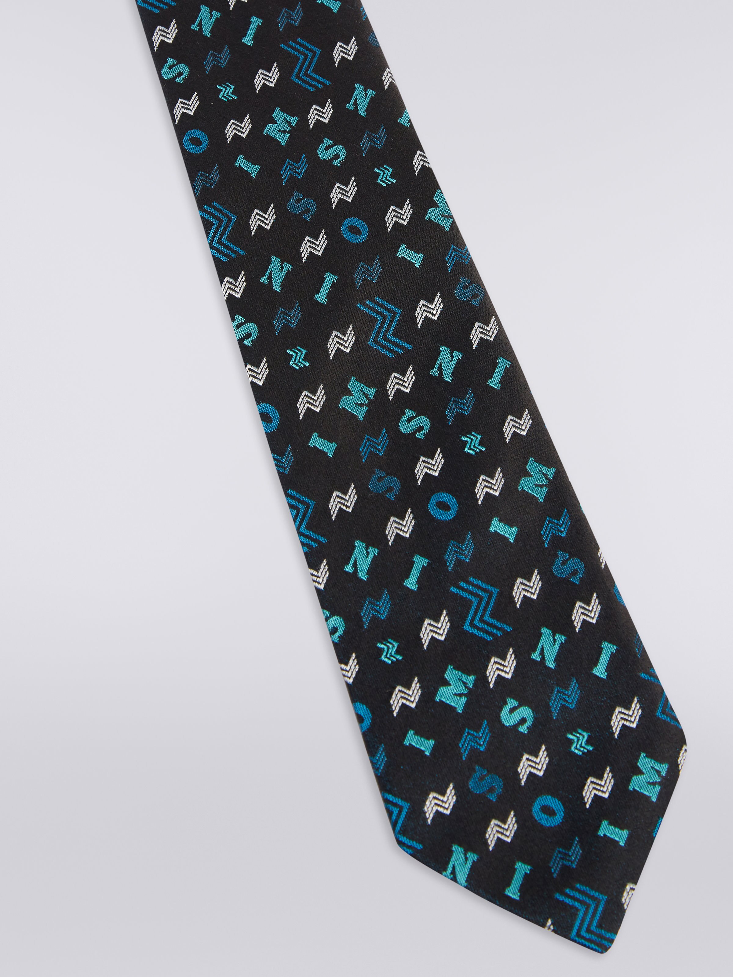 Silk tie with logo lettering, Multicoloured  - 1