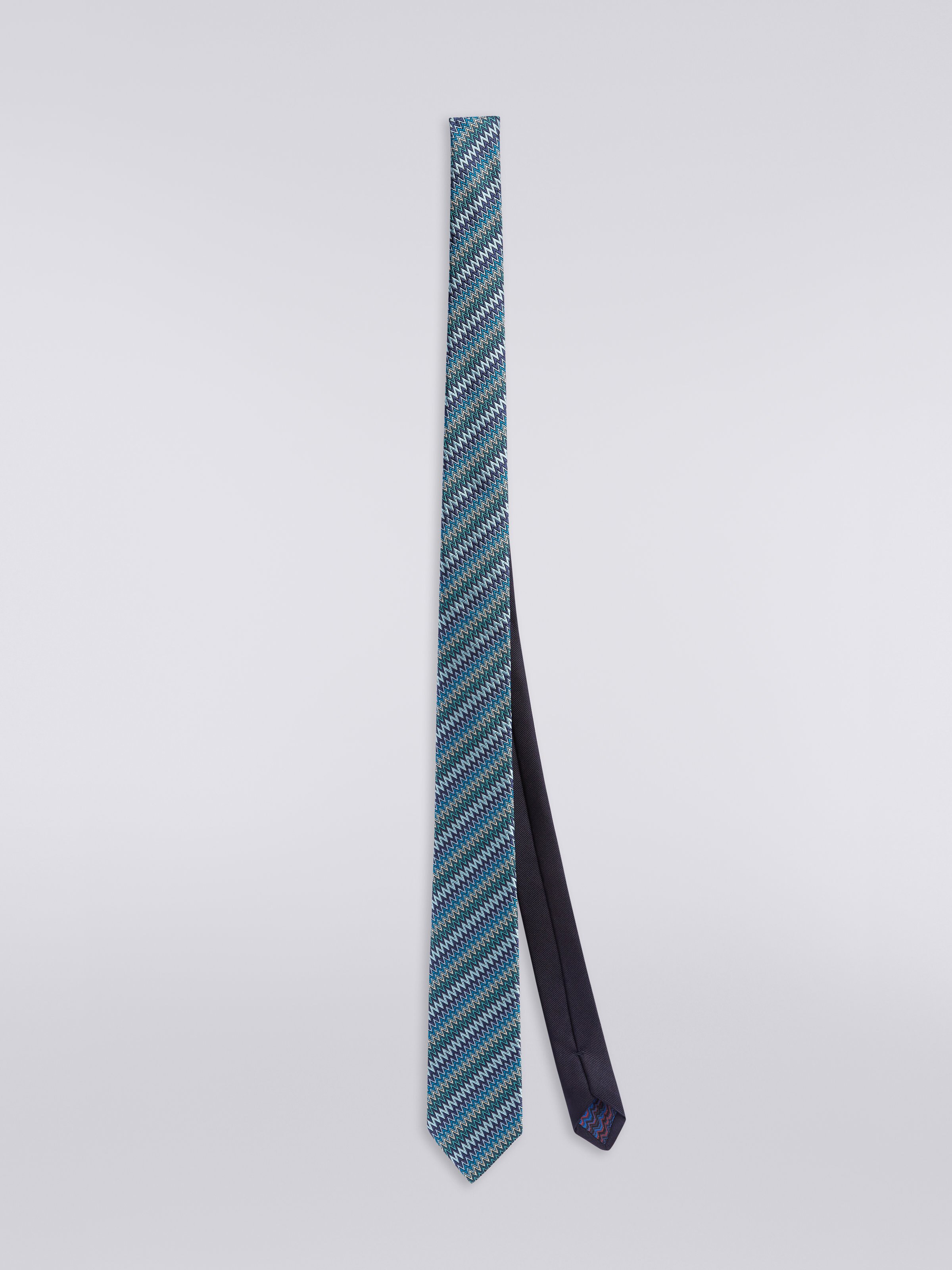 Cravate en soie à zigzag, Multicolore  - 0