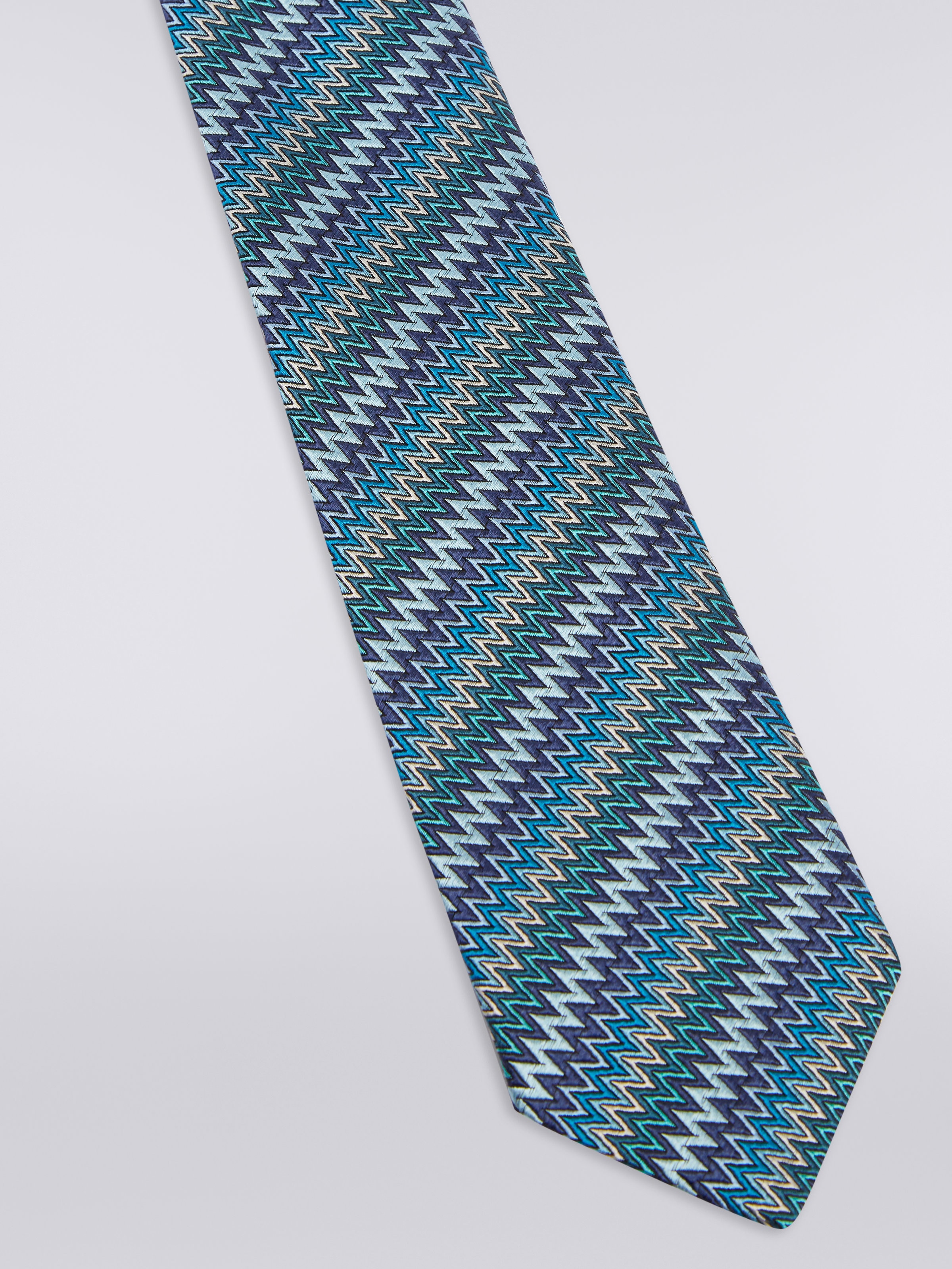 Cravate en soie à zigzag, Multicolore  - 1