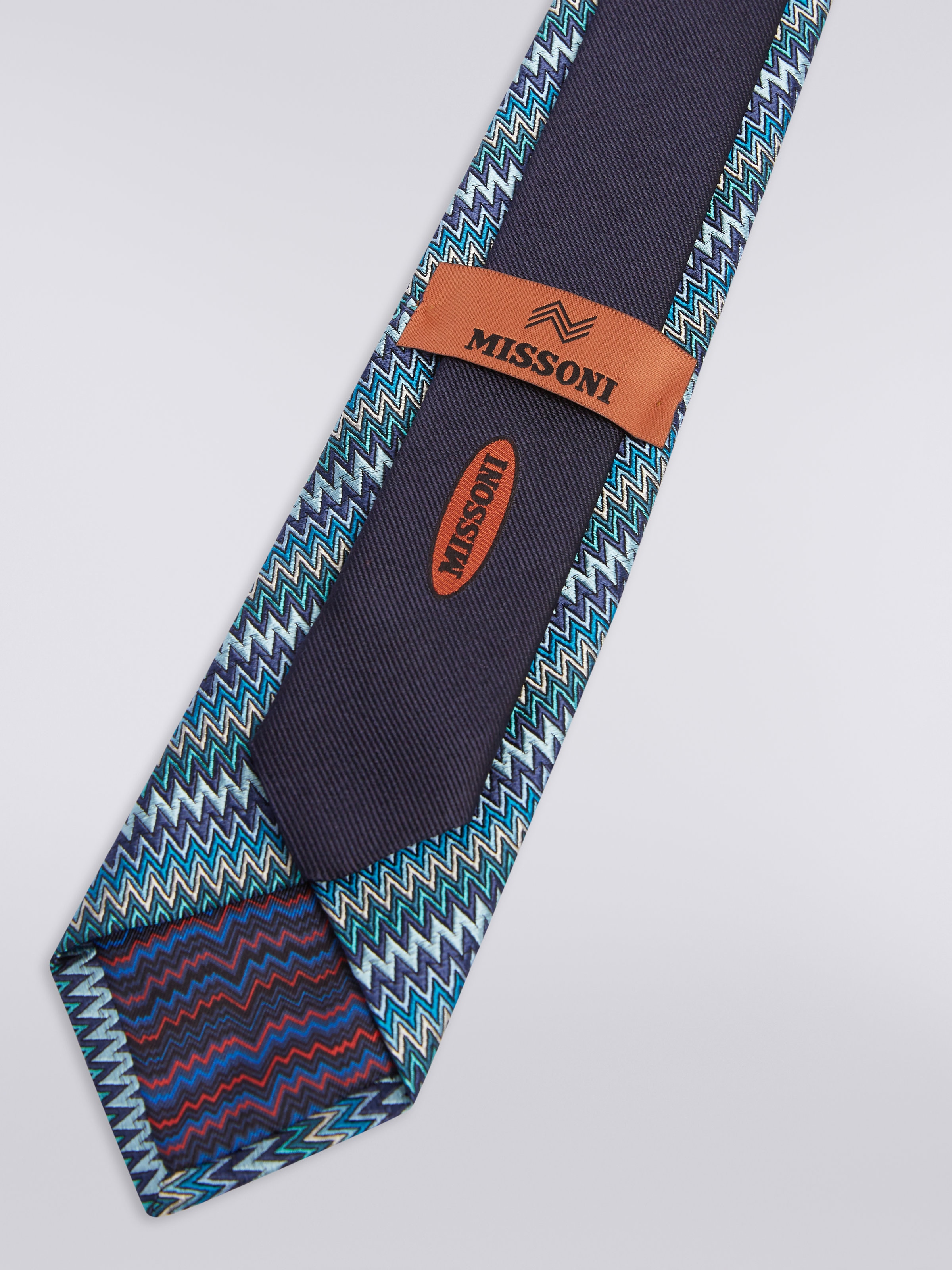 Zigzag silk tie, Multicoloured  - 2