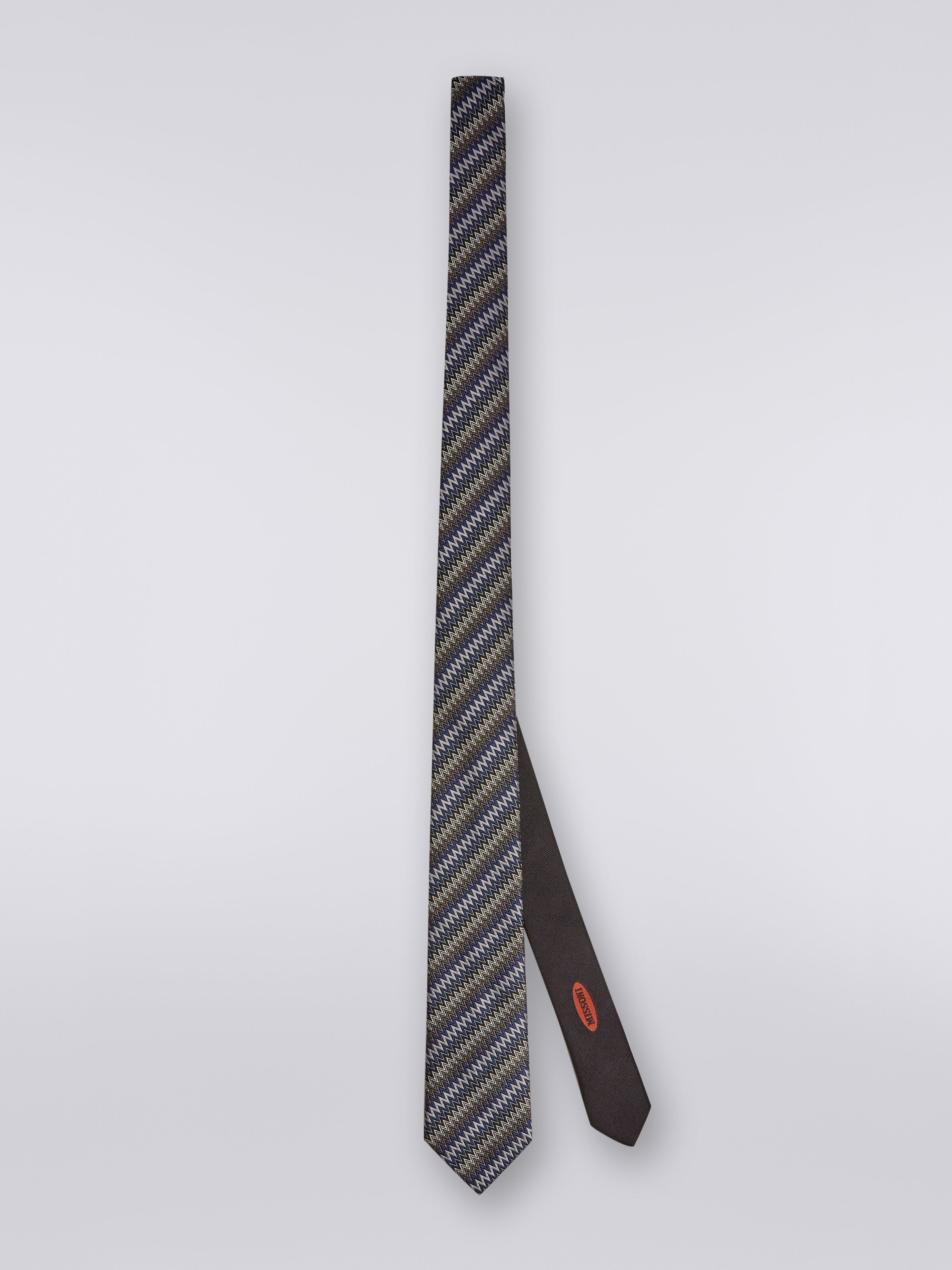 Zigzag silk tie, Multicoloured  - 0