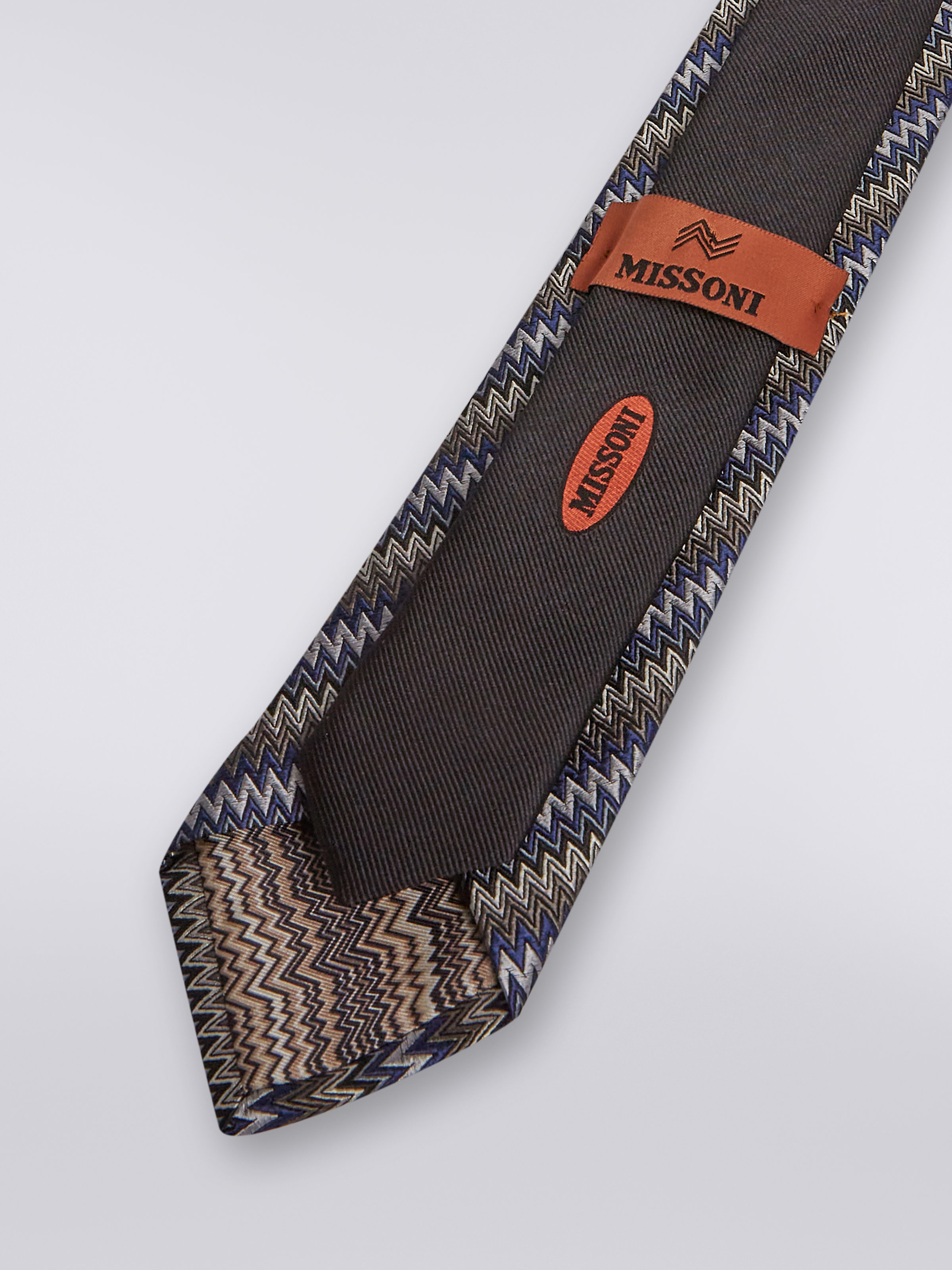 Zigzag silk tie, Multicoloured  - 1