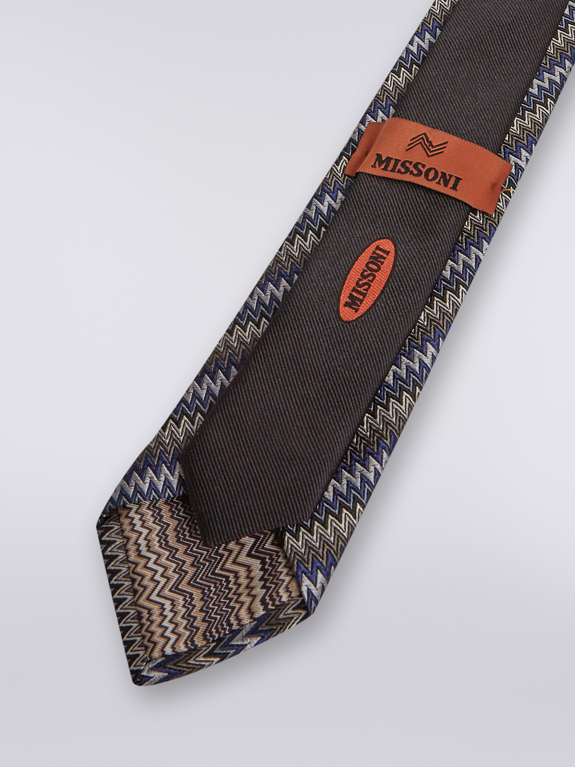 Corbata de seda en zigzag, Multicolor  - 1