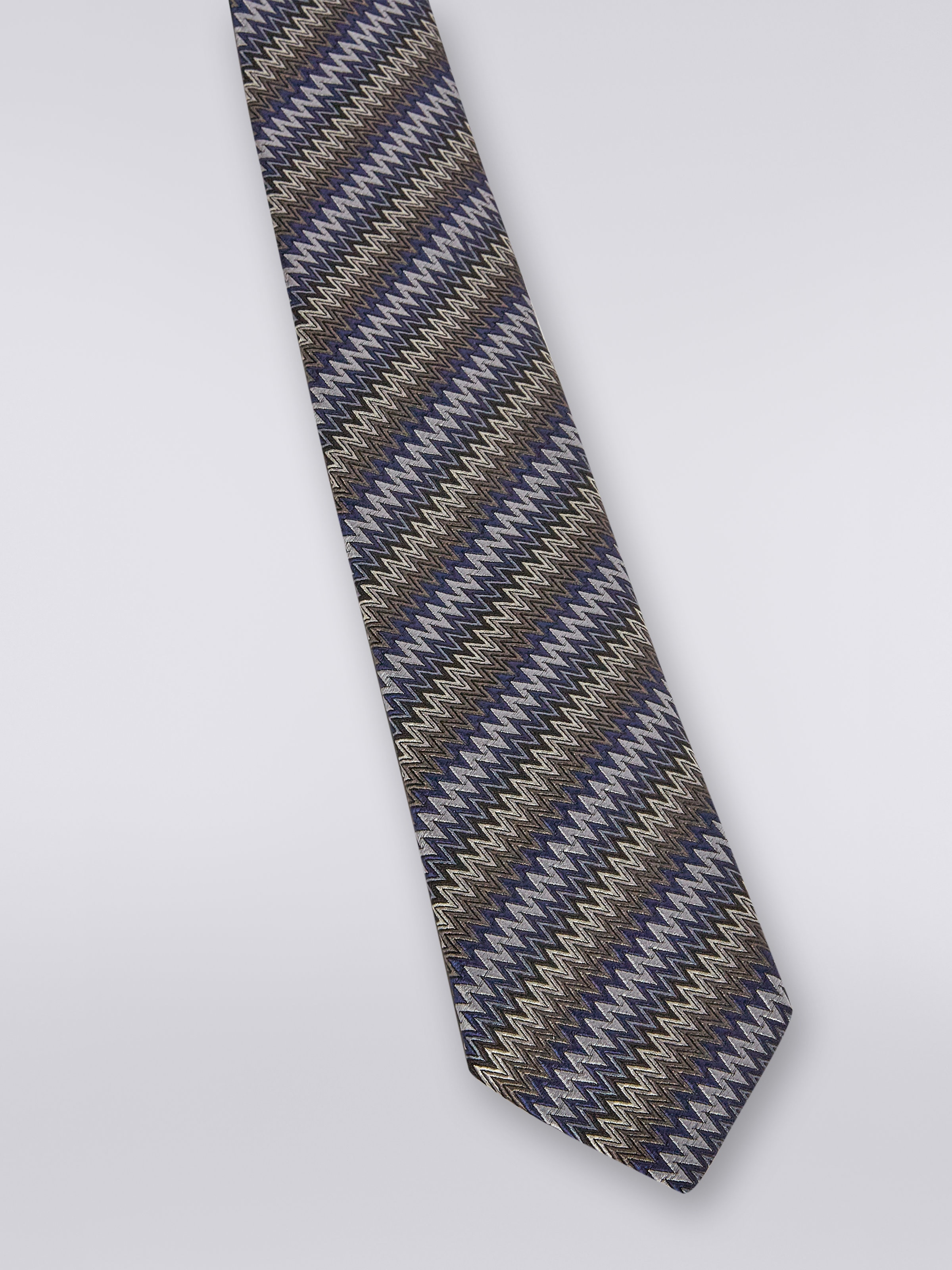 Zigzag silk tie, Multicoloured  - 2
