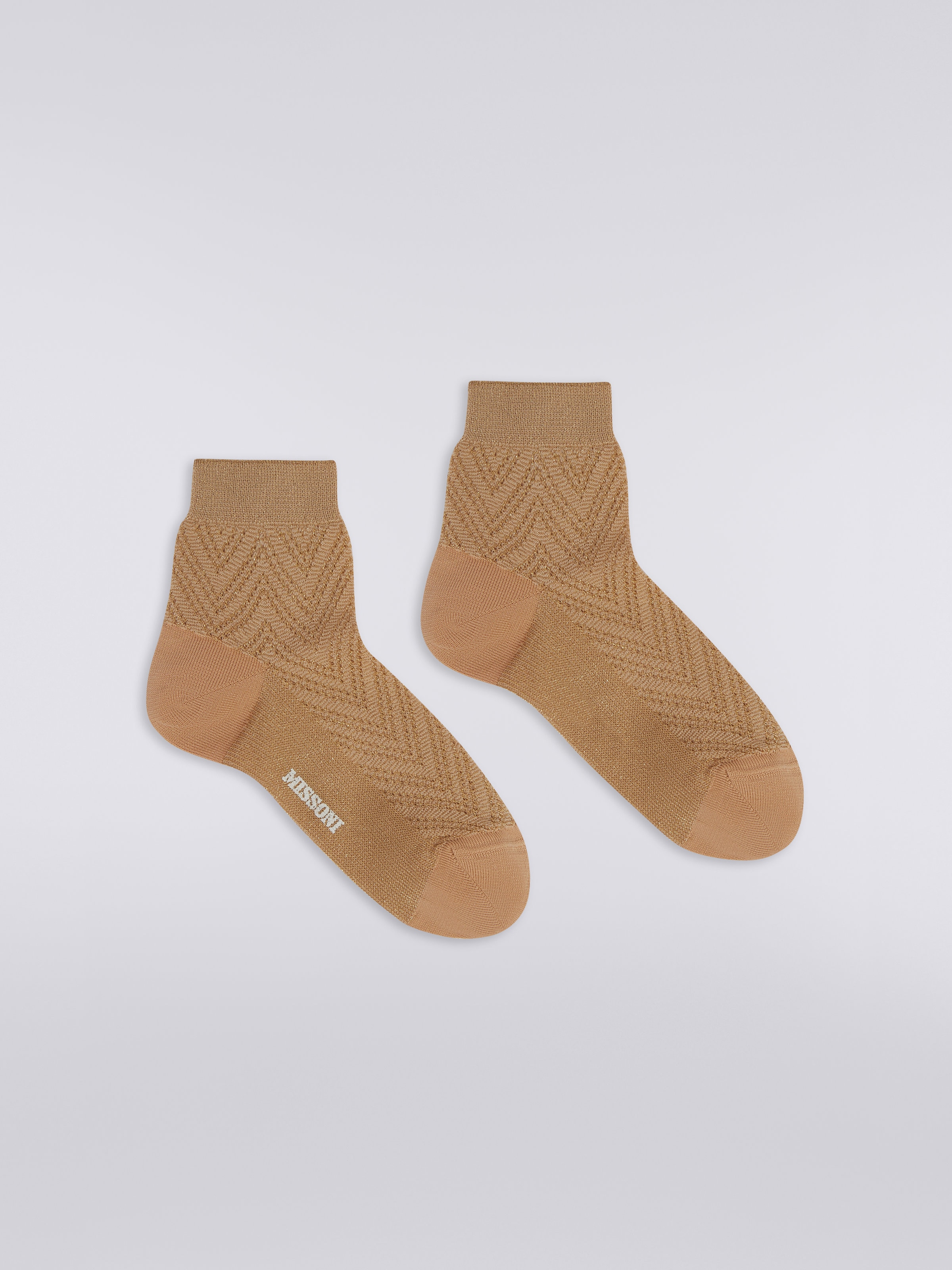 Zigzag modal short socks with lurex, Multicoloured  - 0