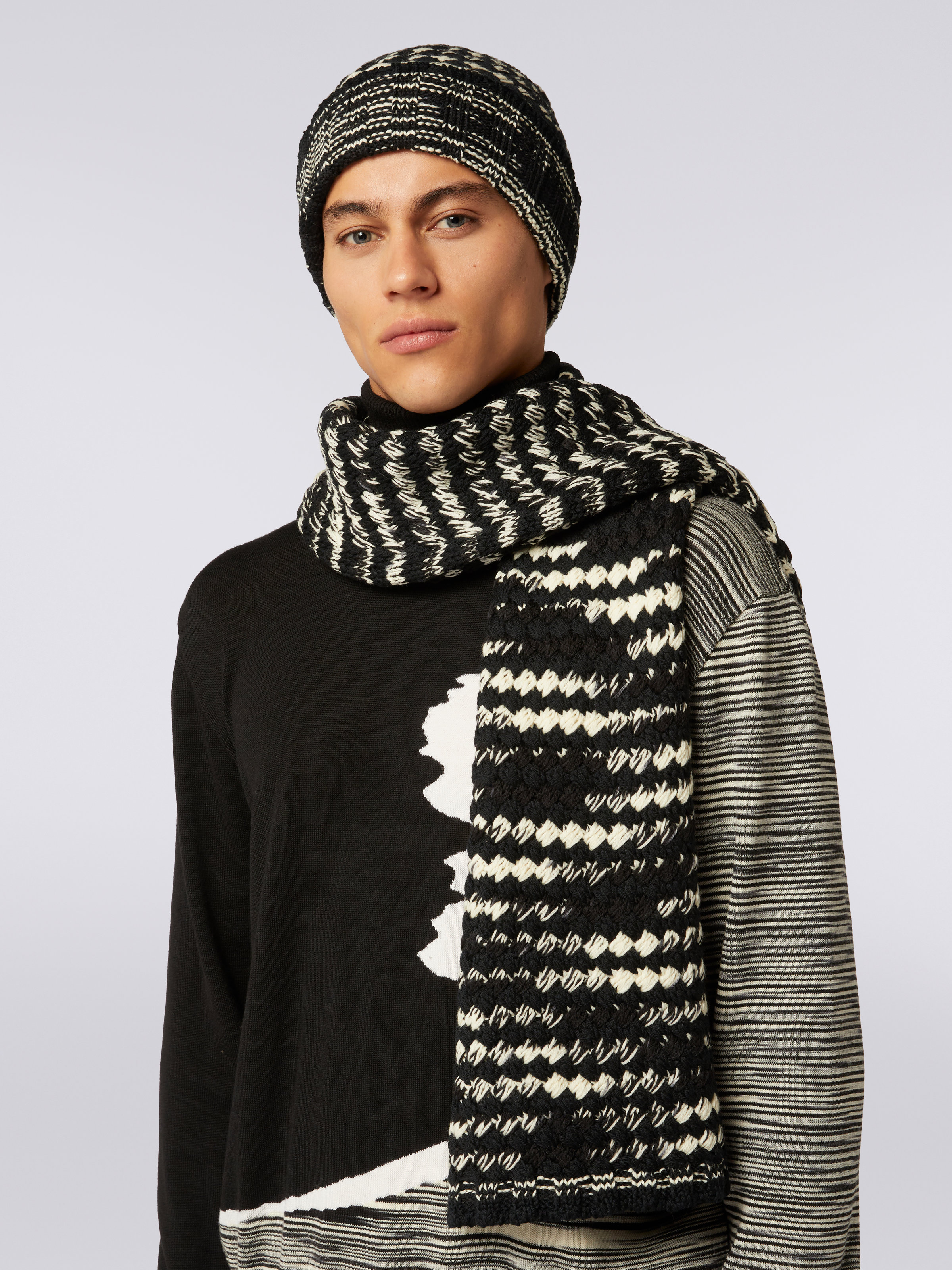 Slub wool knit scarf, Multicoloured  - 2