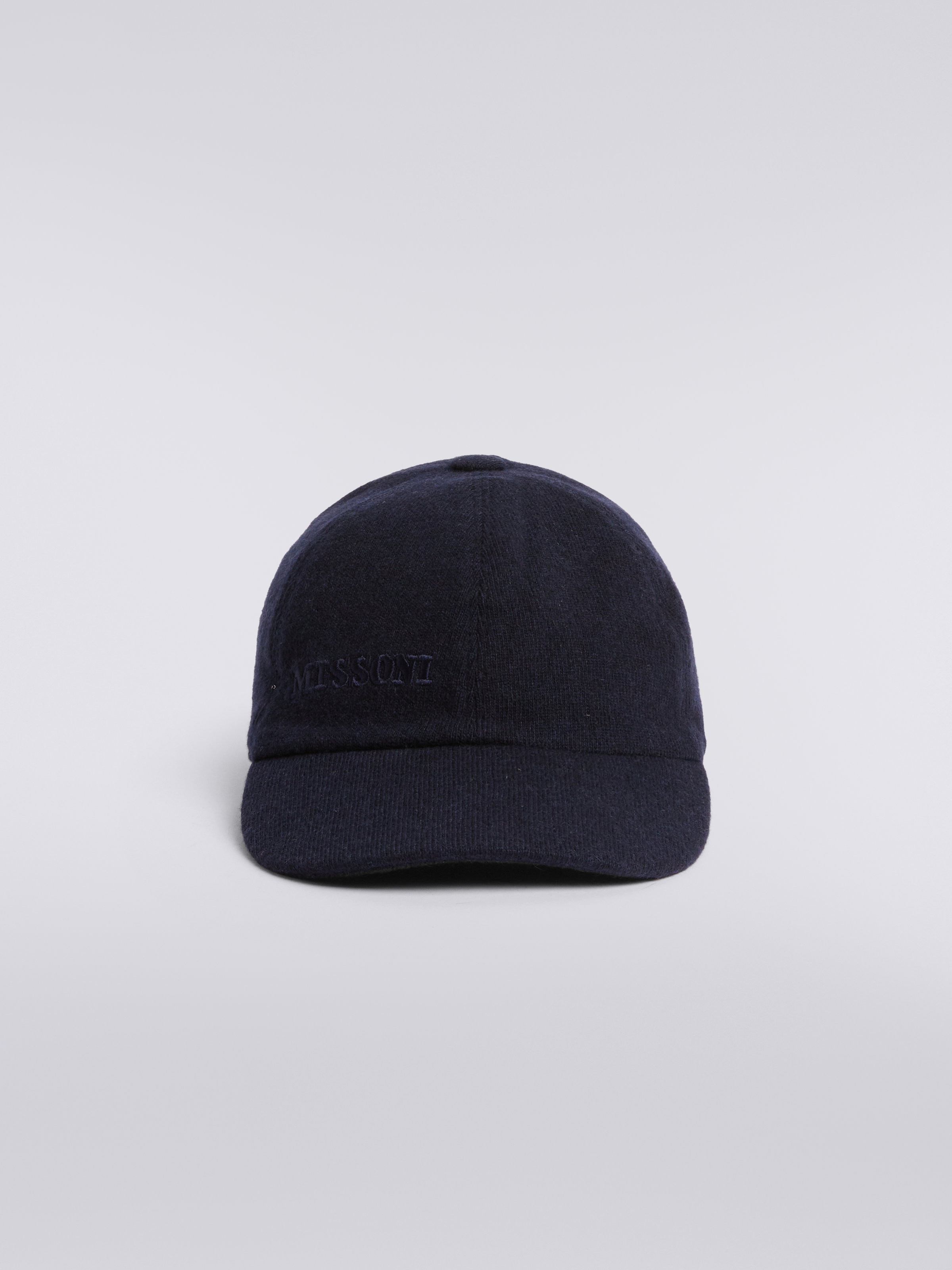 Cappello in cashmere con visiera e logo, Multicolore  - 0