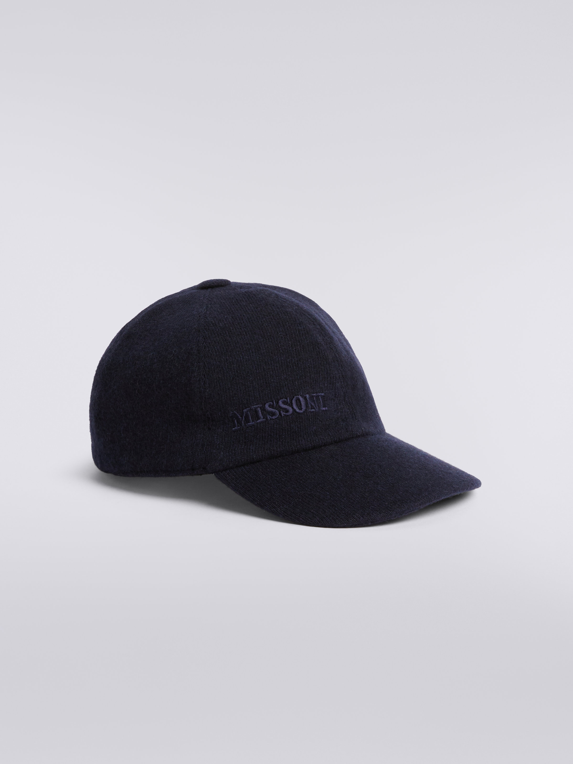 Cappello in cashmere con visiera e logo, Multicolore  - 1