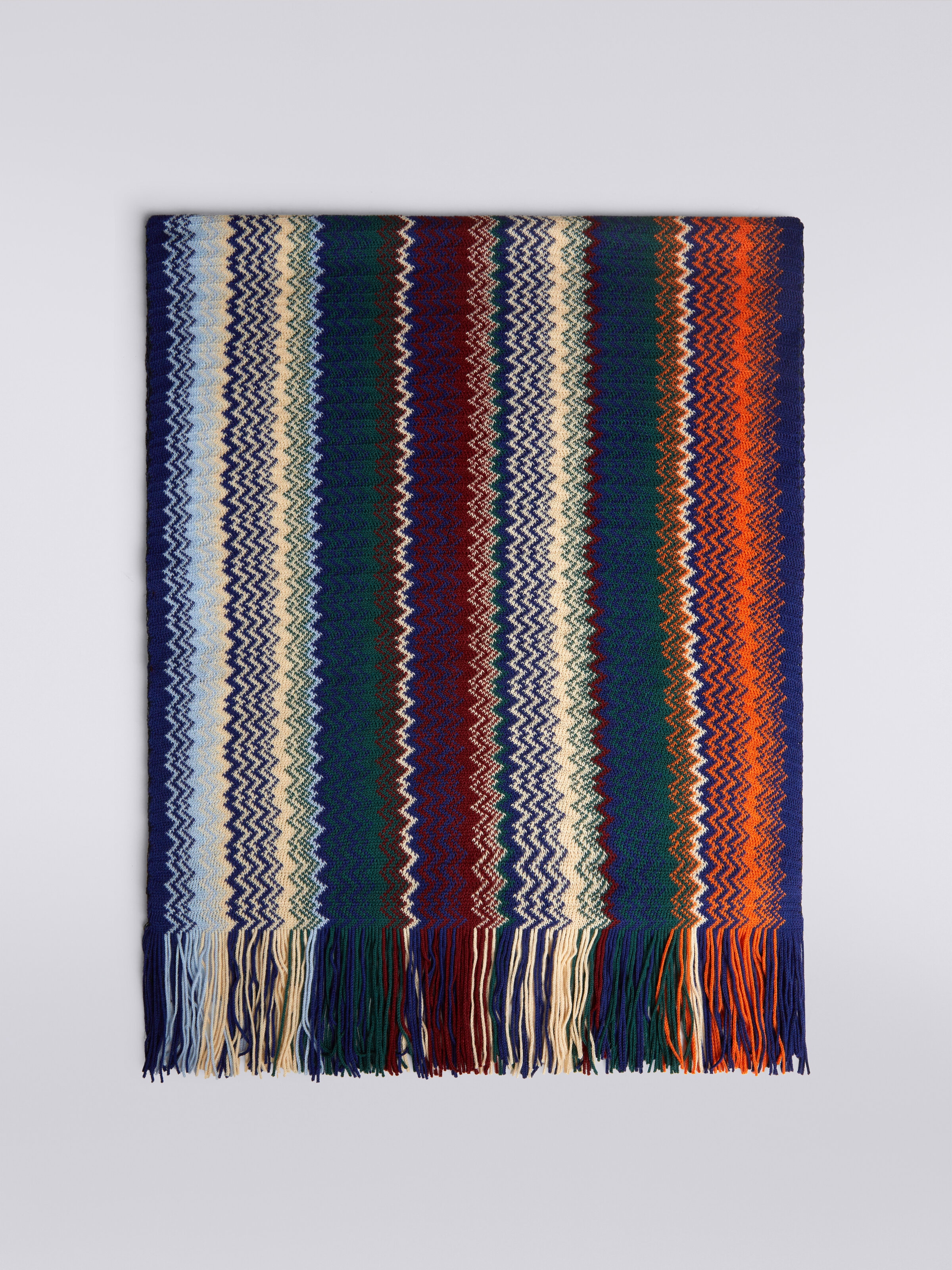 Écharpe en laine mélangée à motif montagne, Multicolore  - 0