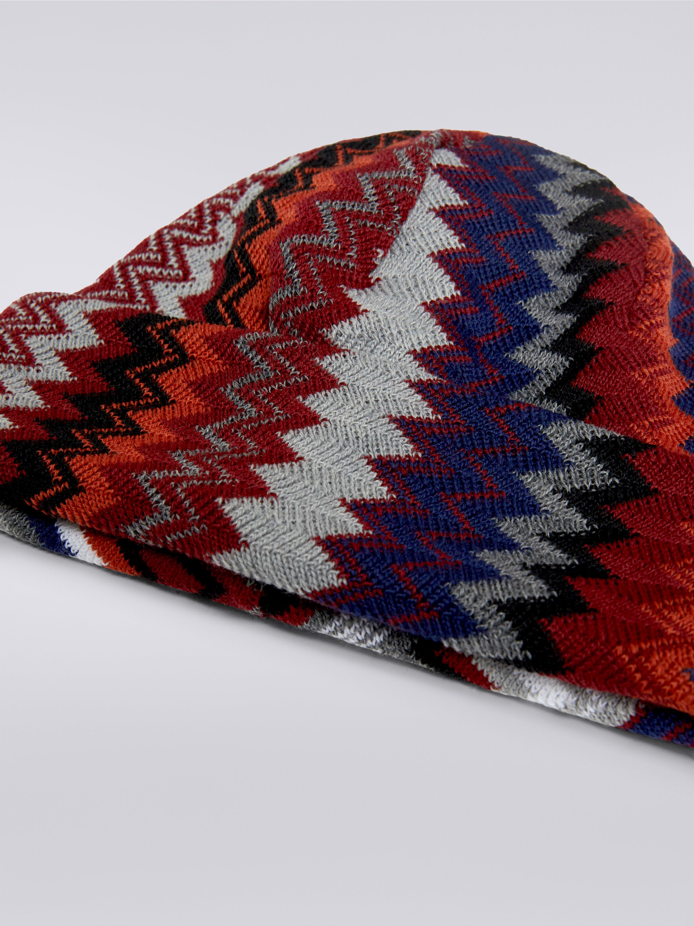 Bonnet en laine mélangée à zig-zag, Multicolore  - 1