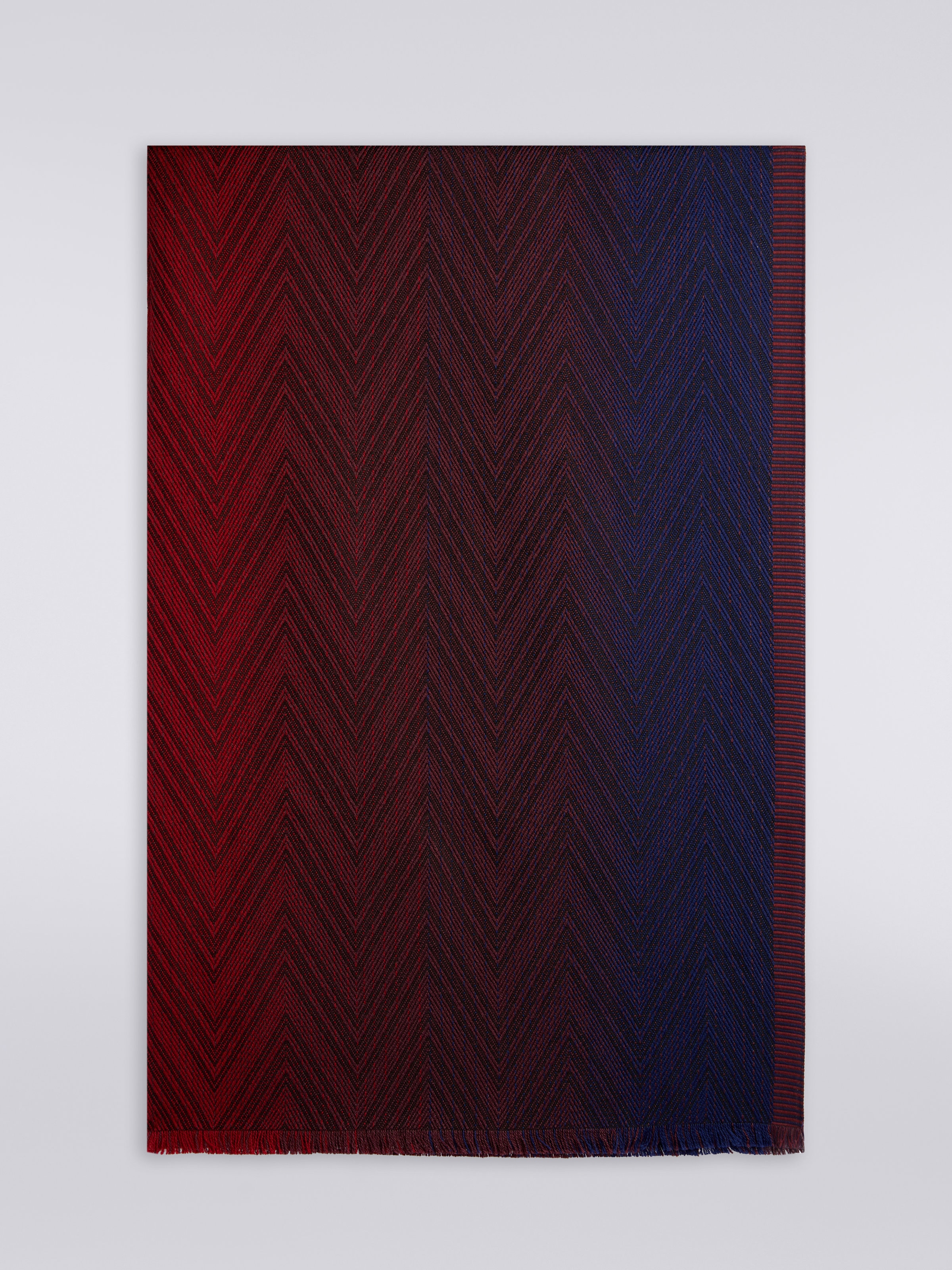 Stola in maglia di viscosa e lana chevron con bordi sfrangiati, Multicolore  - 0