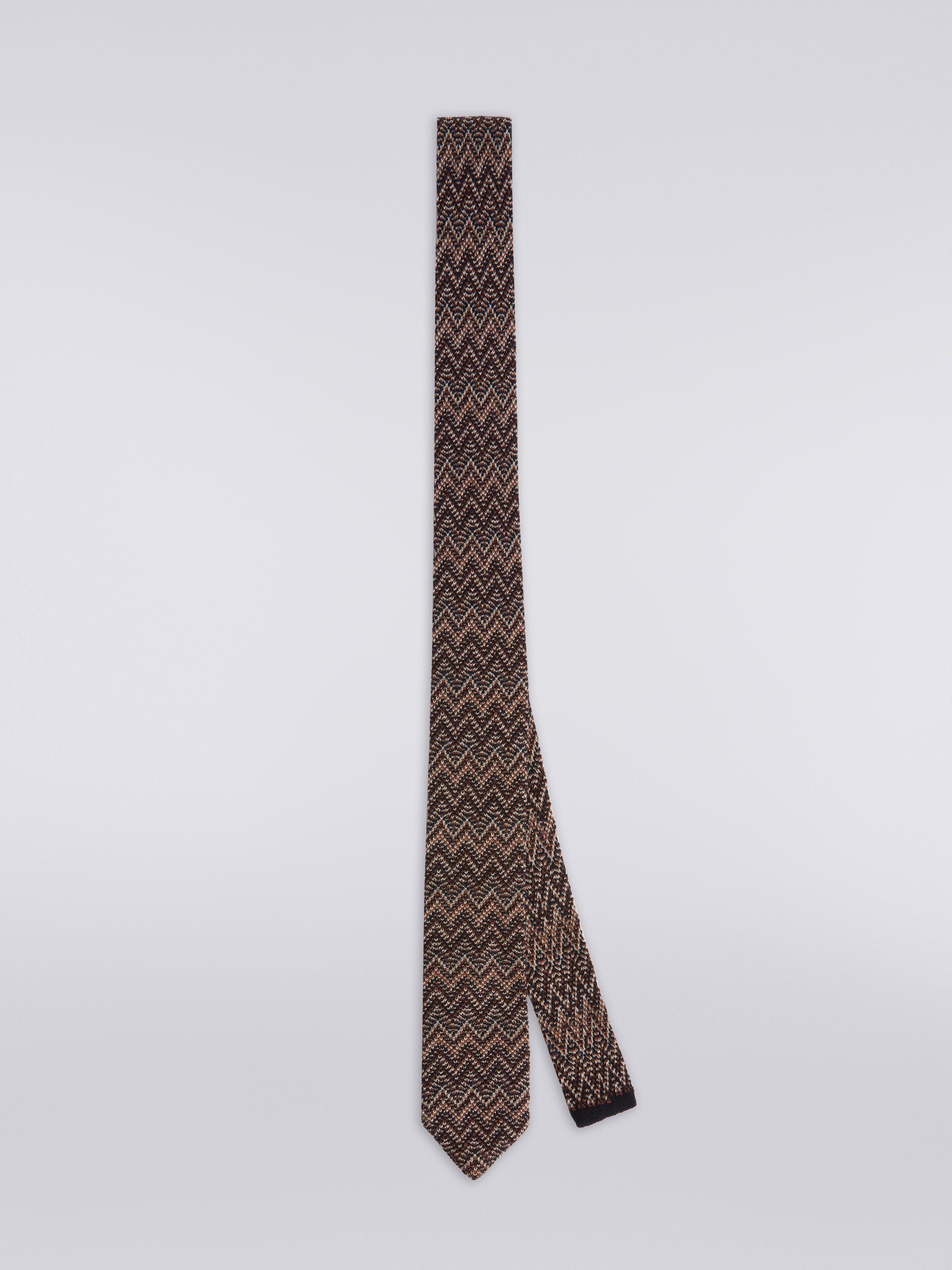 Wool and silk chevron tie, Multicoloured  - 0