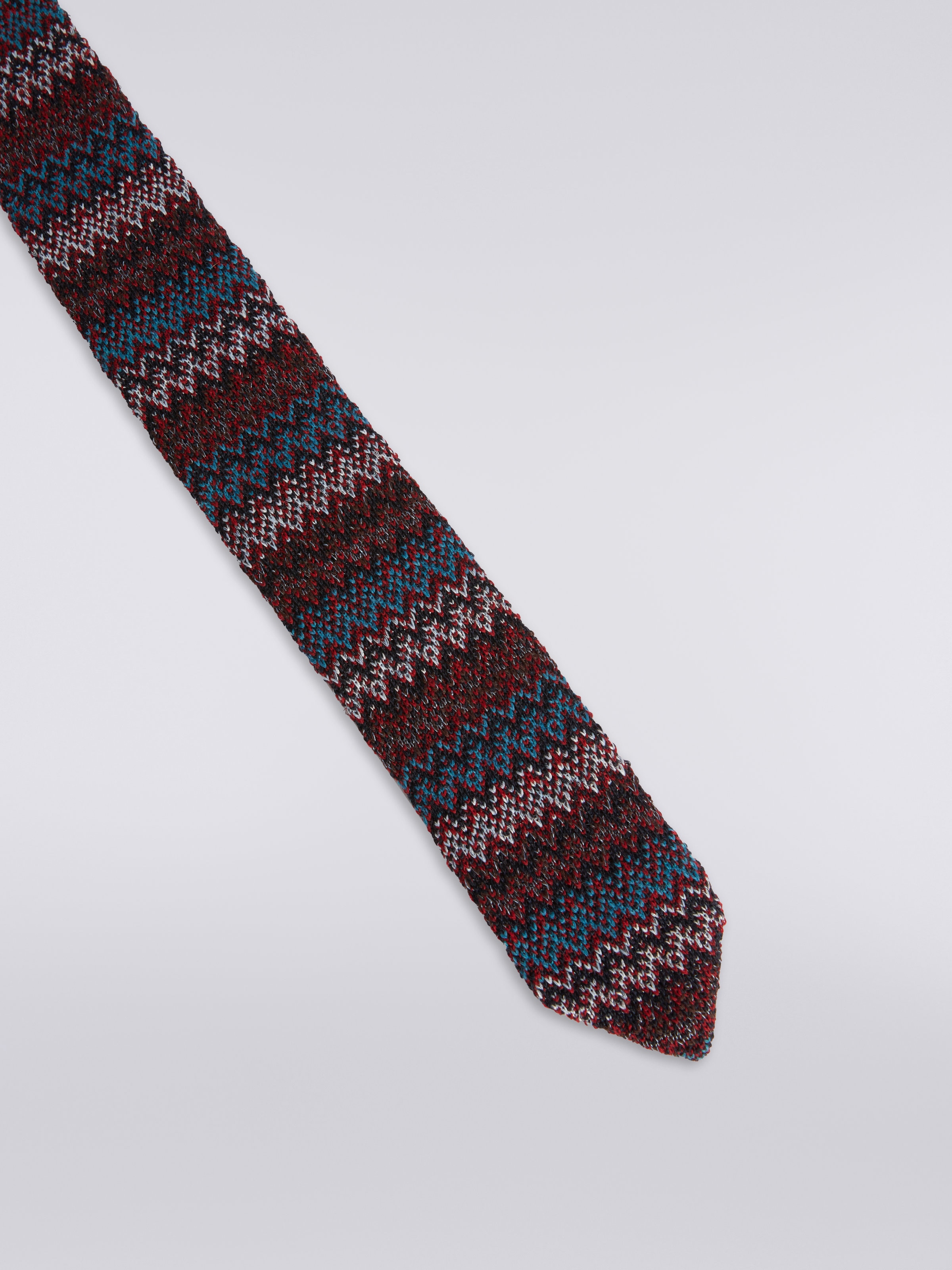 Wool and silk chevron tie, Multicoloured  - 1