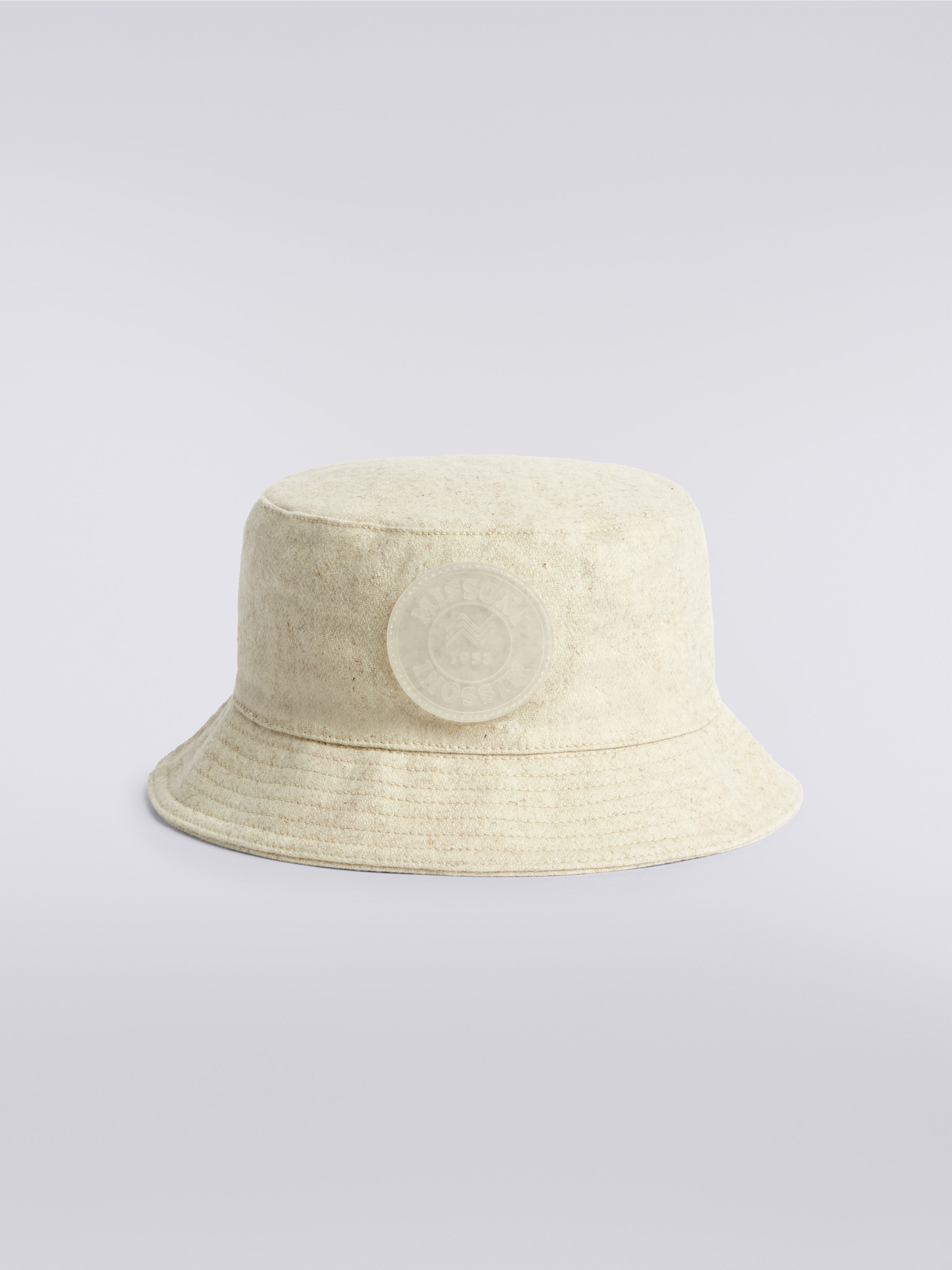 Wool blend bucket hat with logo patch, Multicoloured  - 0