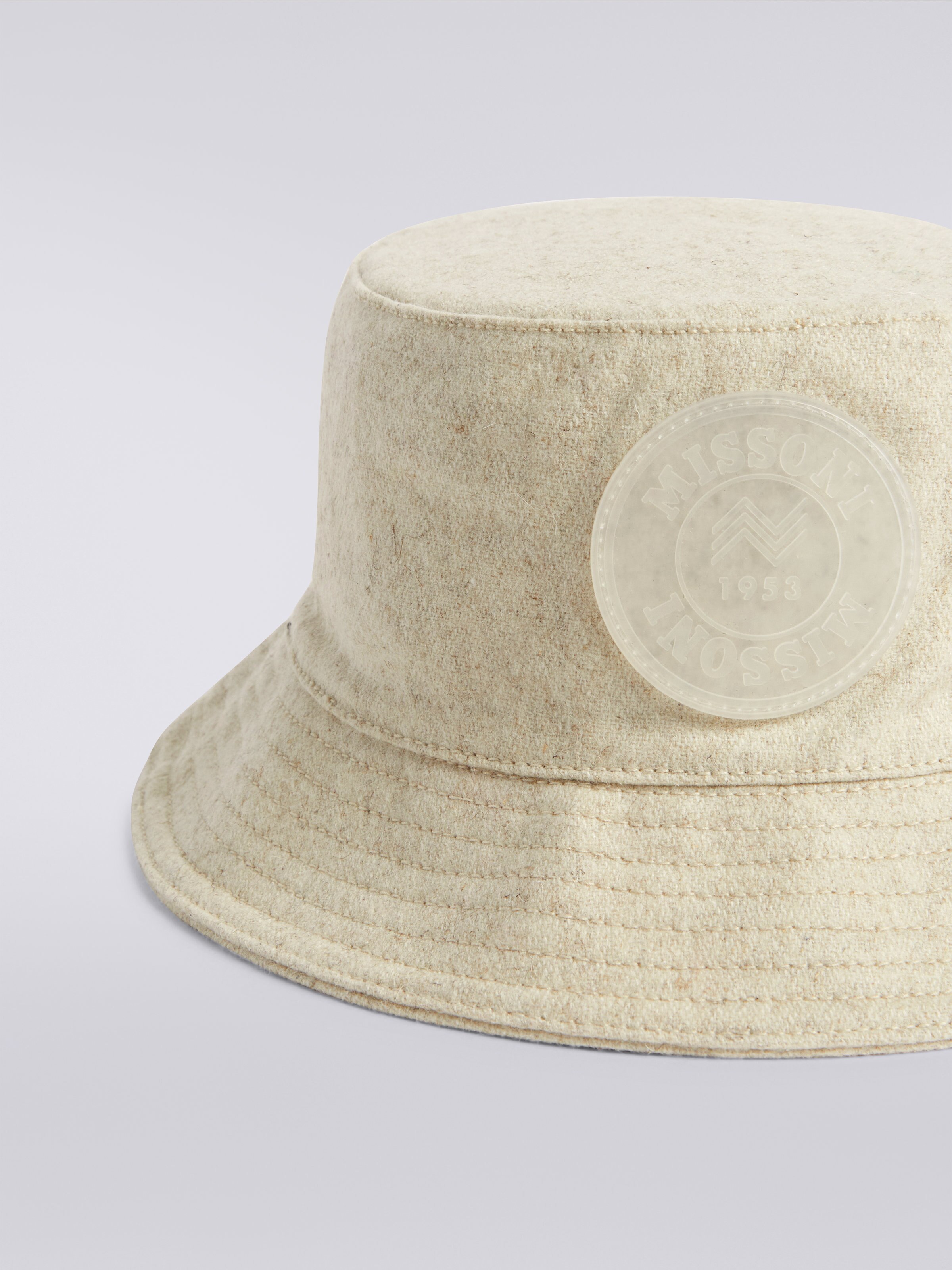 Bucket hat in misto lana con patch logo, Multicolore  - 1