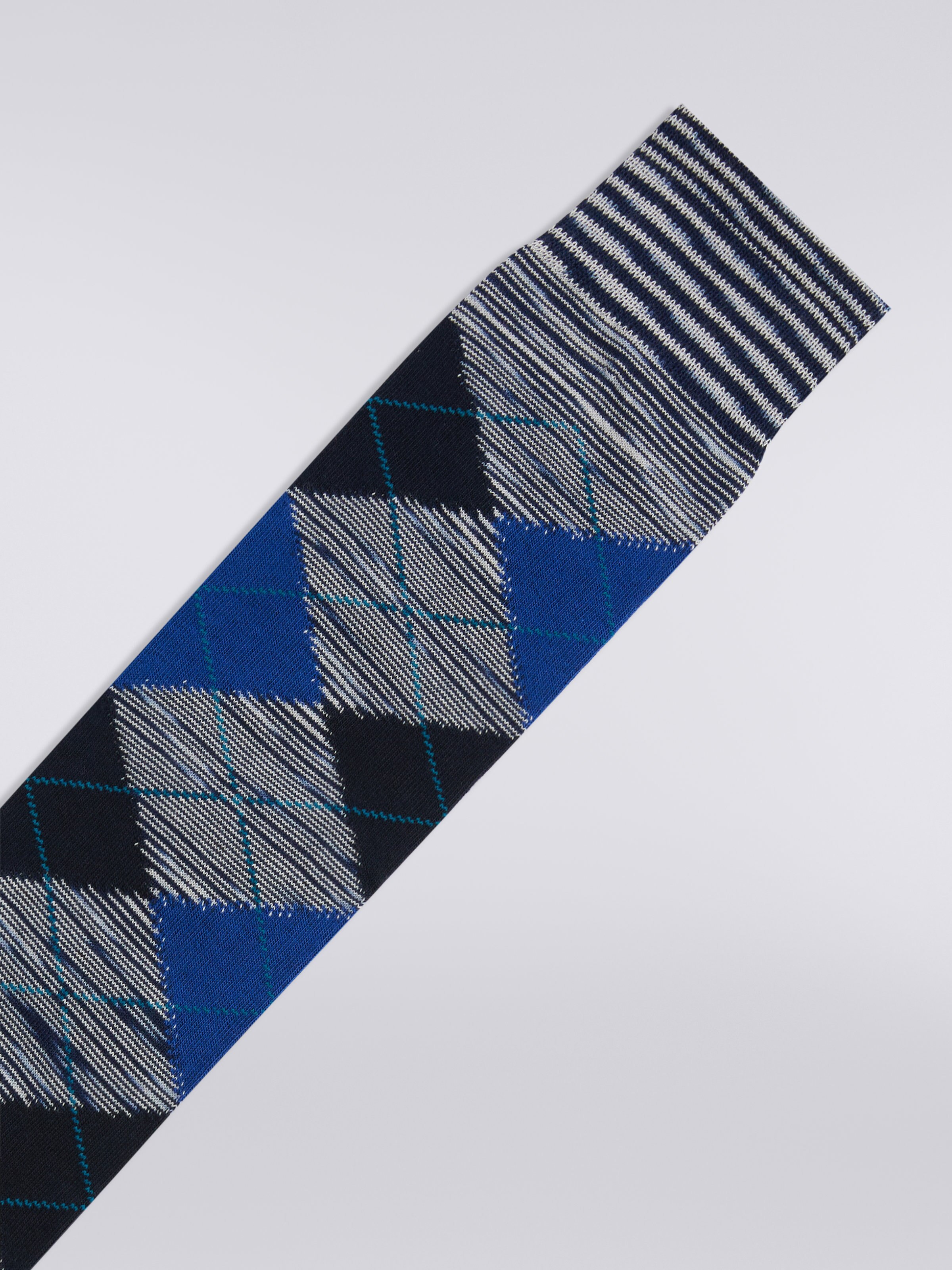 Slub cotton blend socks with rhombuses, Multicoloured  - 2