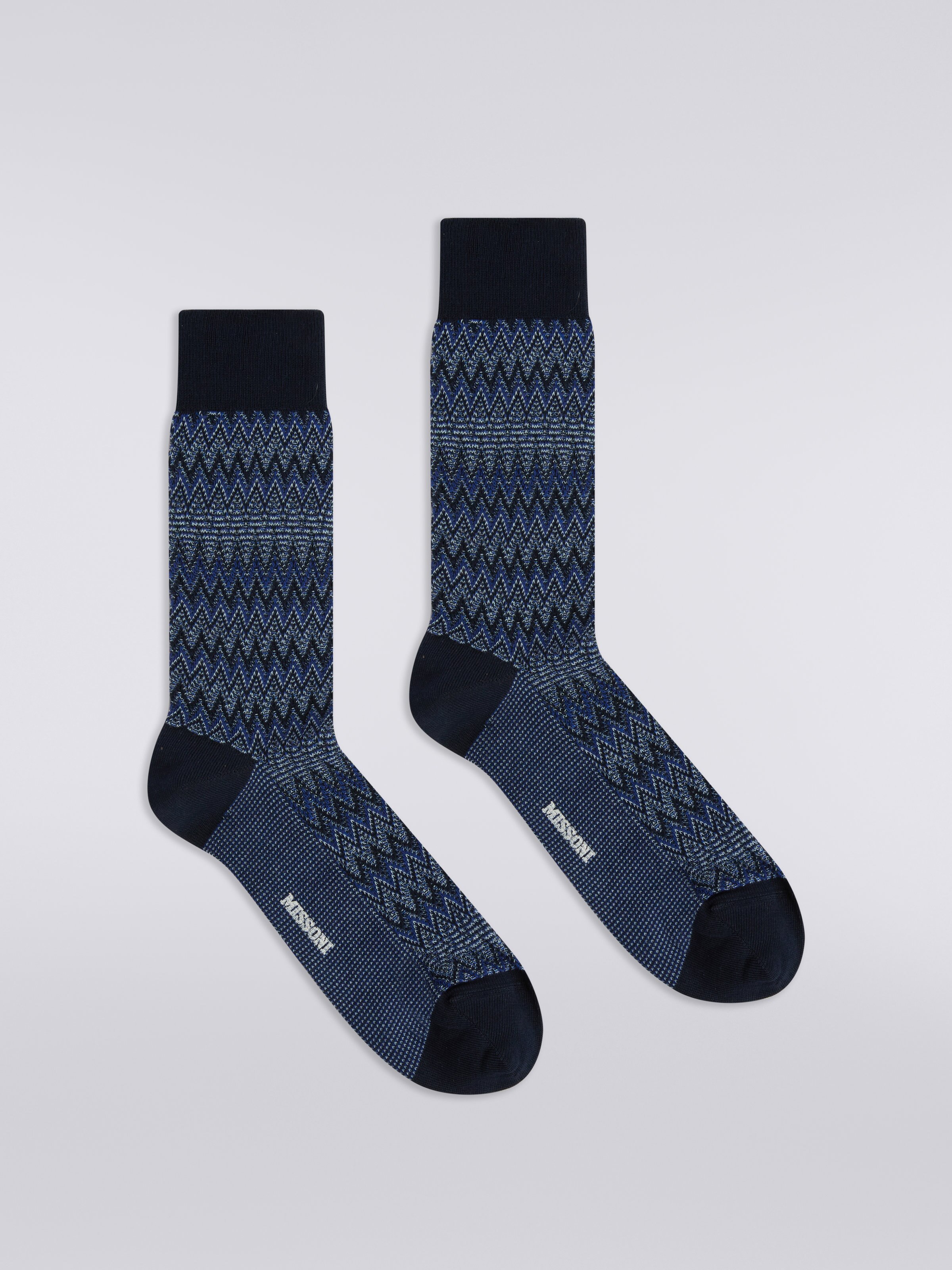 Cotton blend chevron socks, Multicoloured  - 0