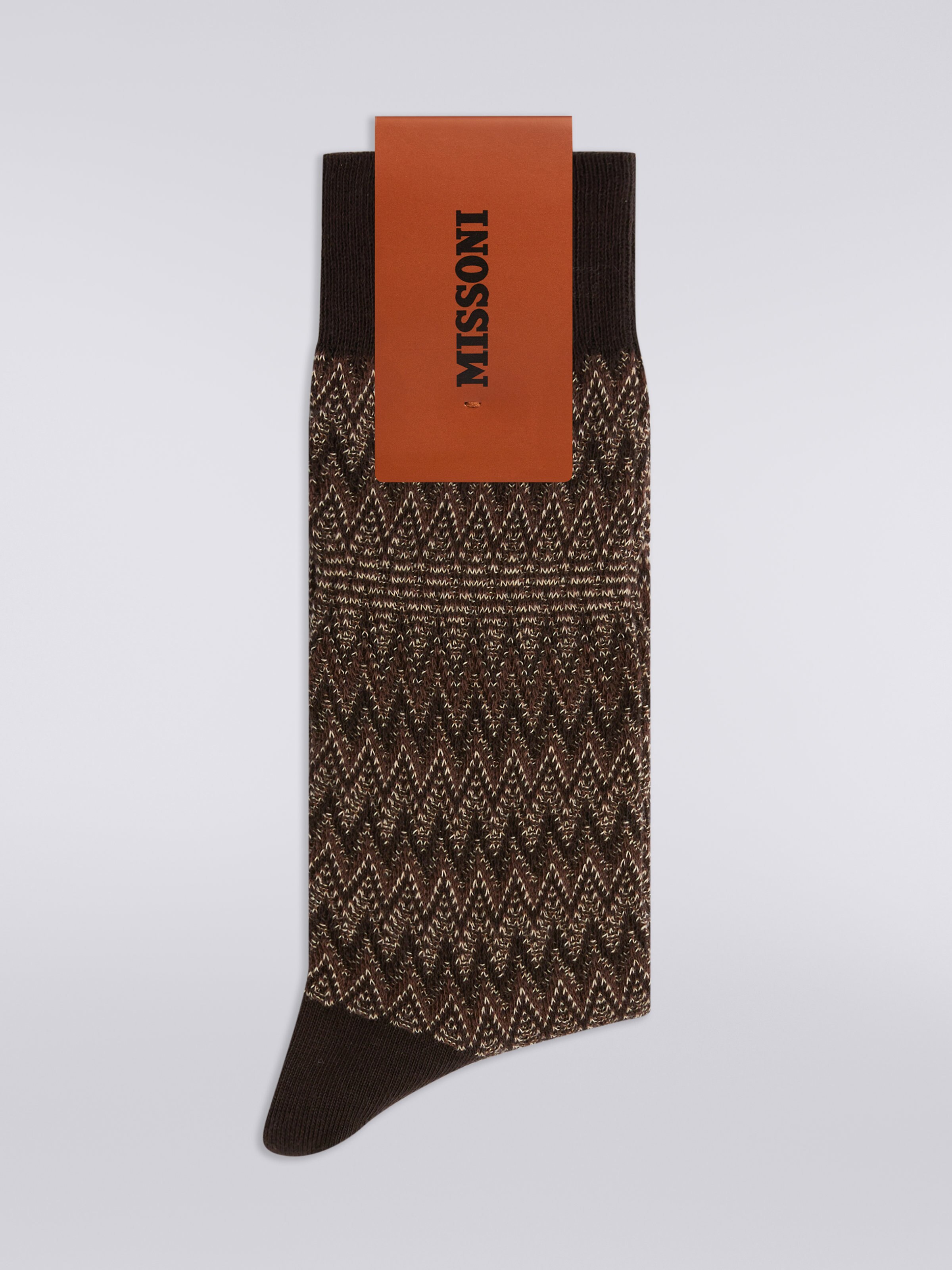 Cotton blend chevron socks, Multicoloured  - 1