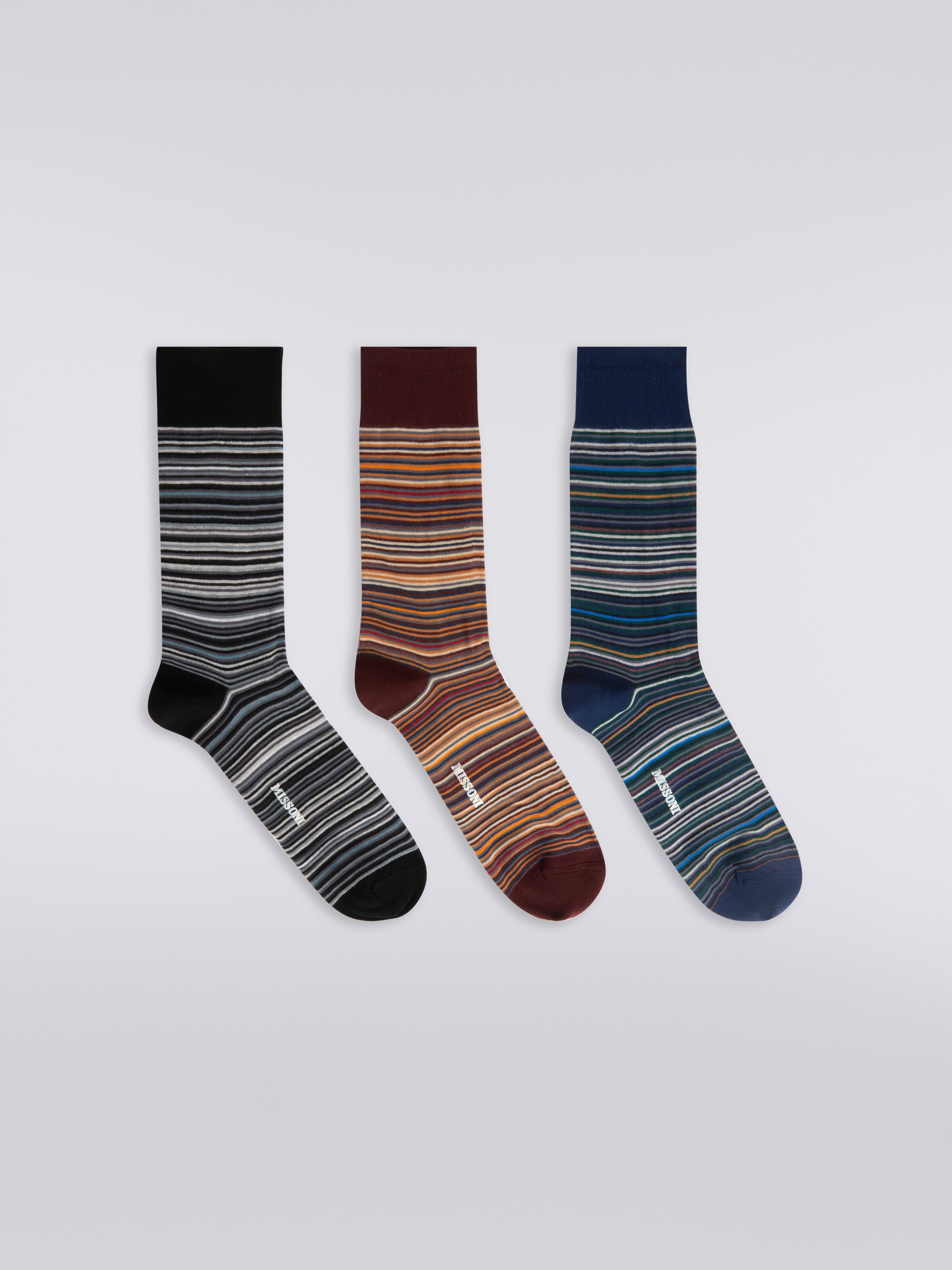 Set of three cotton blend socks, Multicoloured  - 0