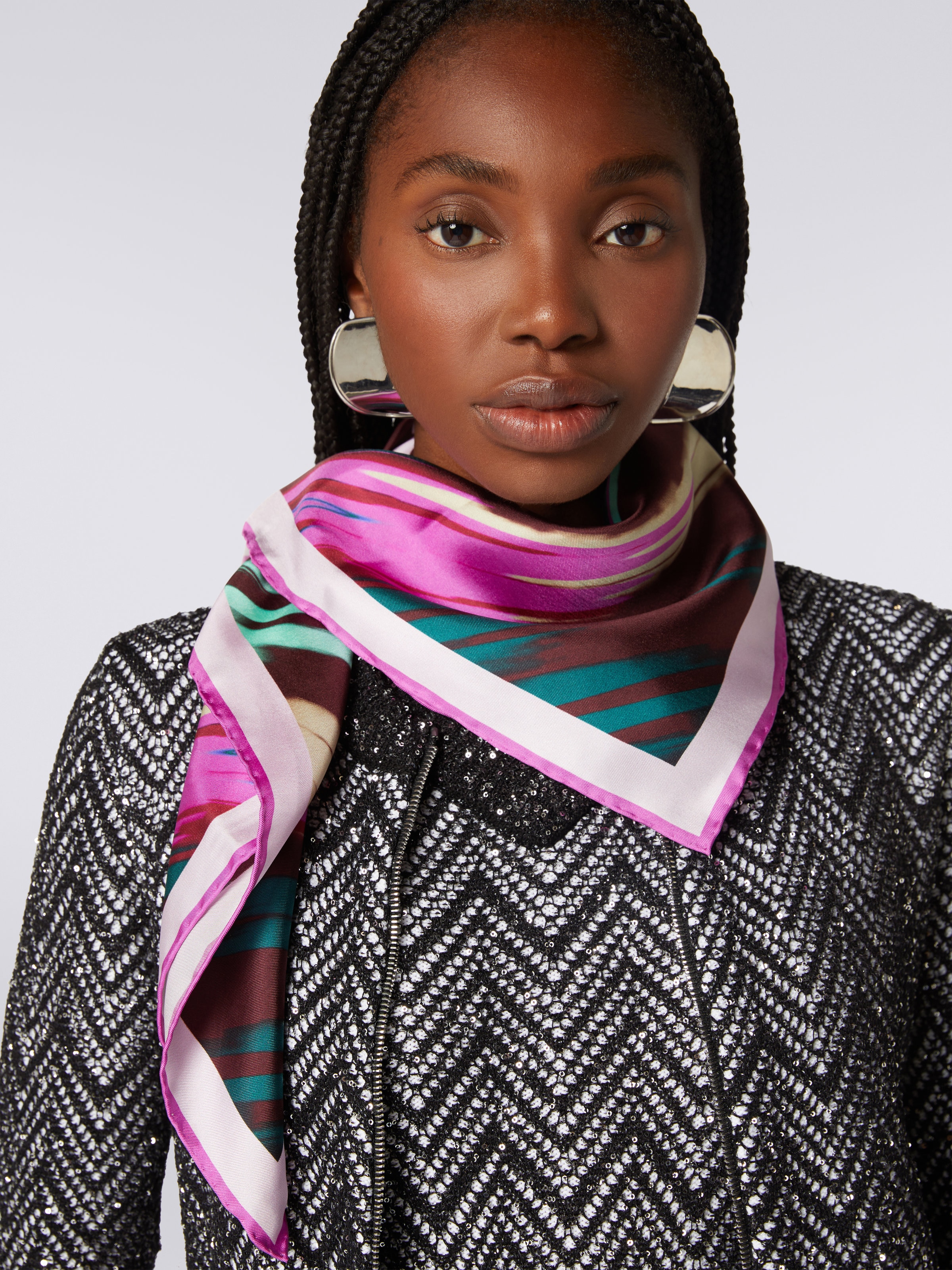 Slub silk scarf, Multicoloured  - 2