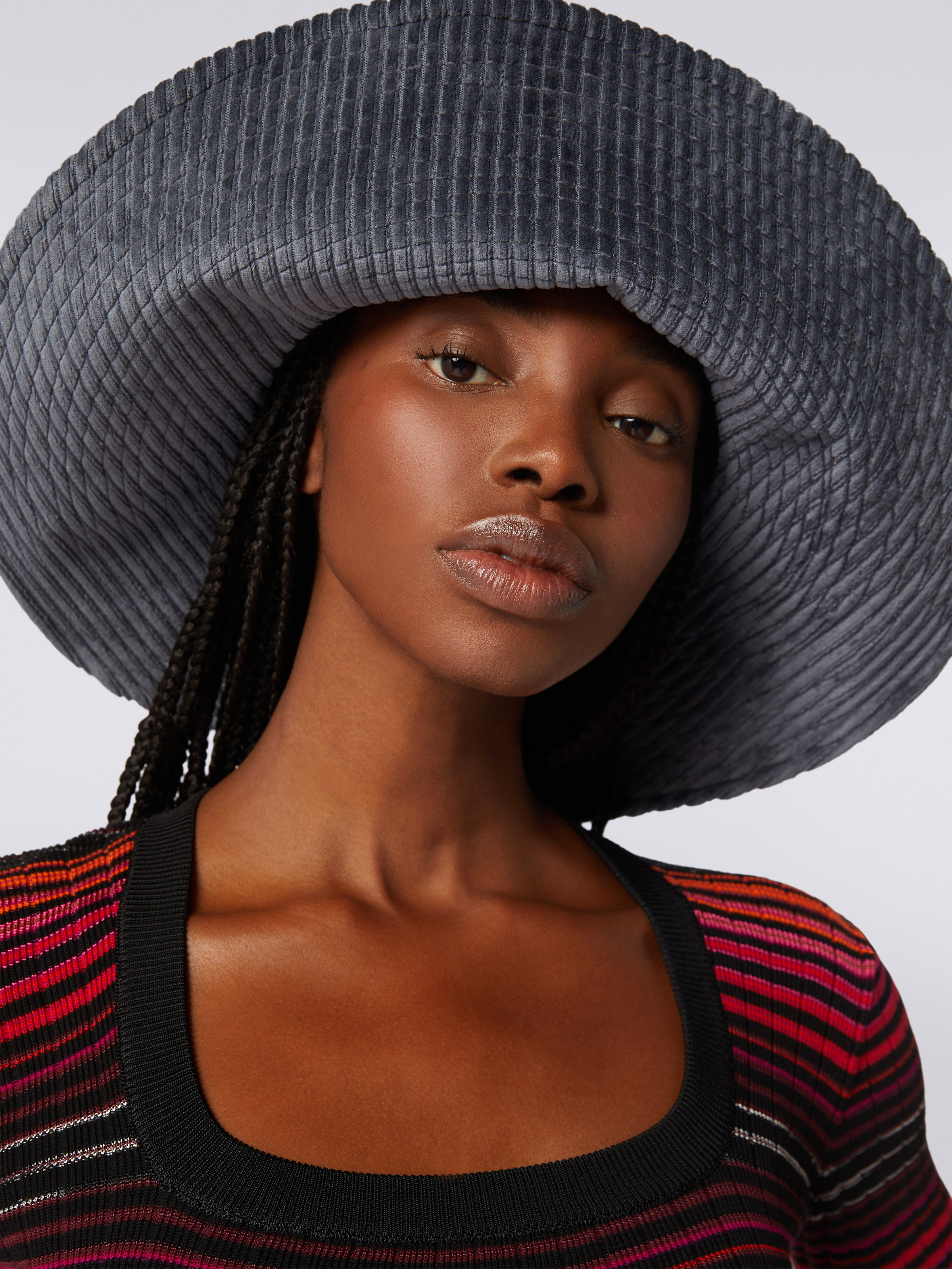 Cotton blend wide-brimmed hat, Multicoloured  - 2