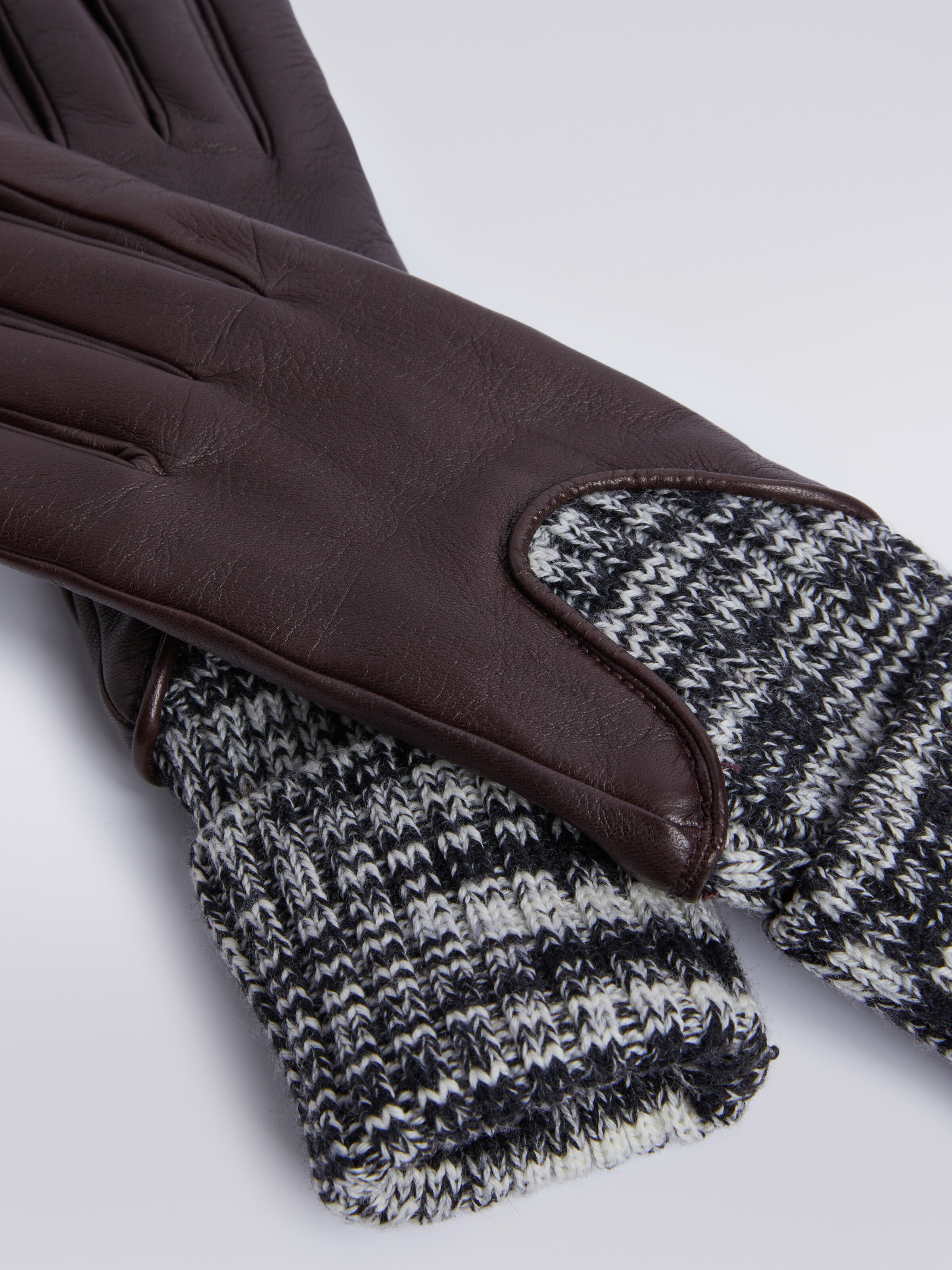 Handschuhe aus Wolle und Leder, Mehrfarbig  - 1